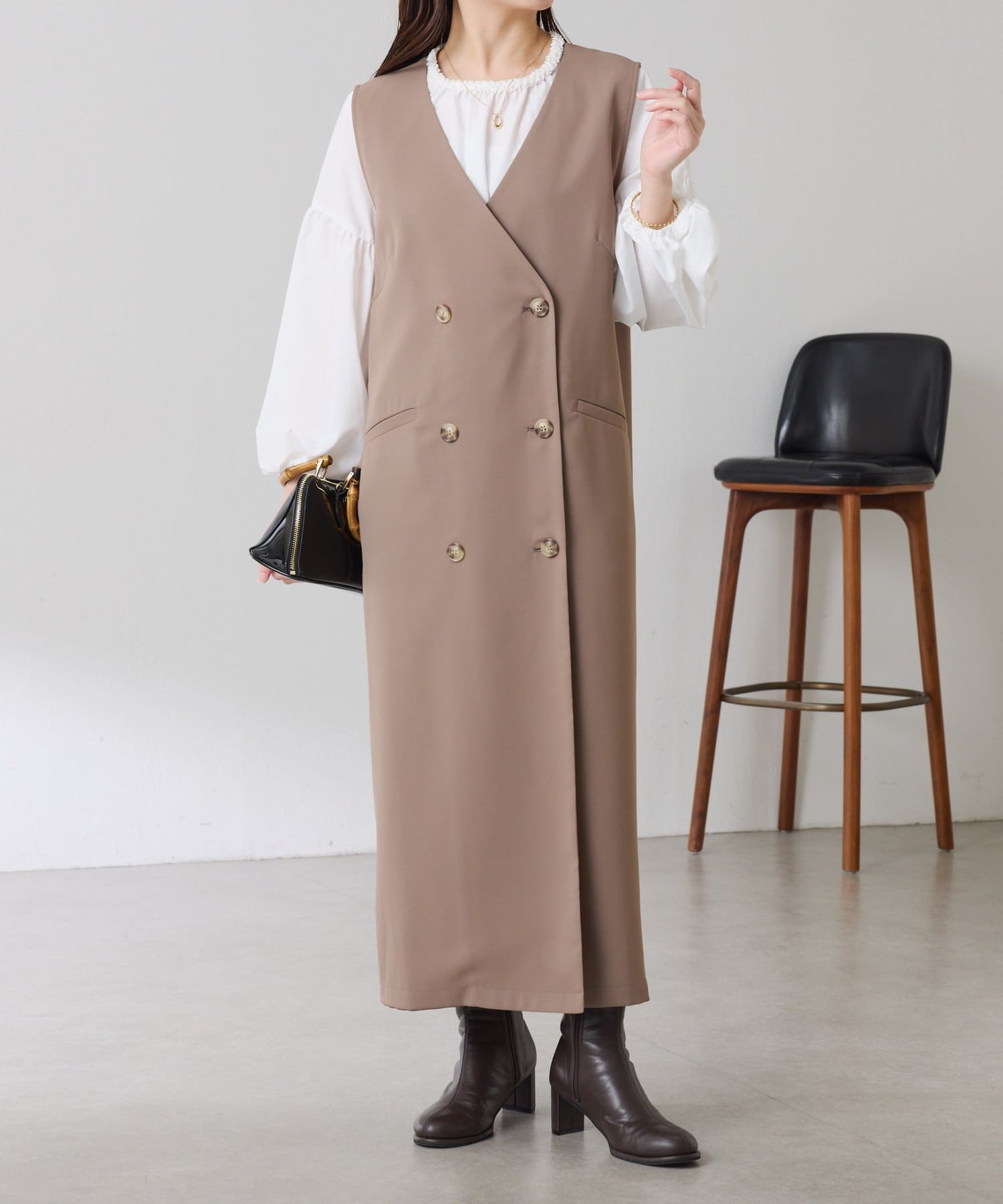 COLLAGE GALLARDAGALANTE(コラージュ ガリャルダガランテ) 【ロングシーズン使える】フロントボタンジャンパースカート