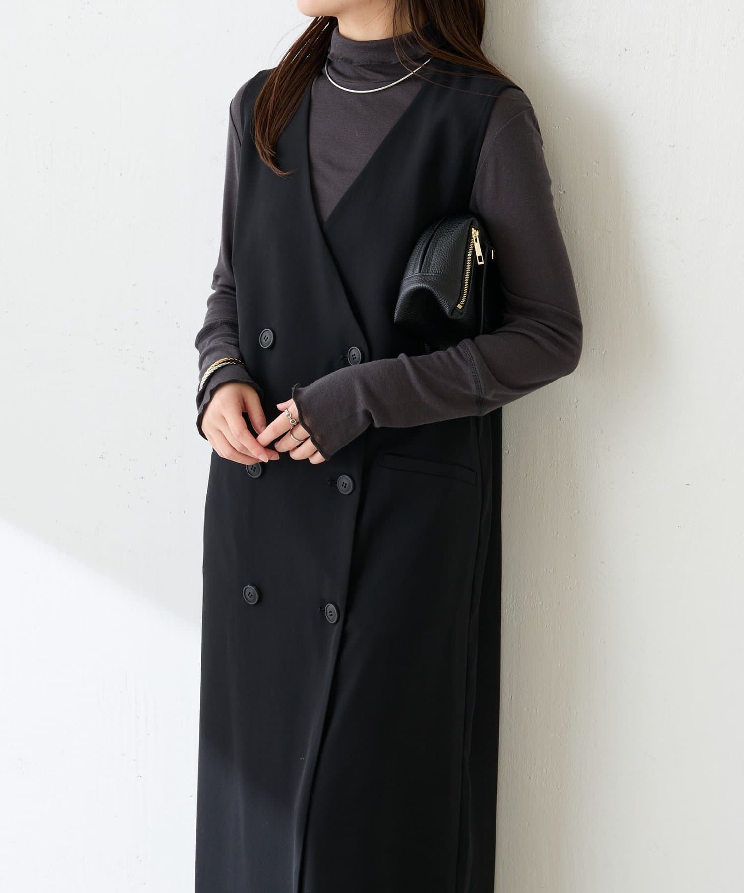 COLLAGE GALLARDAGALANTE(コラージュ ガリャルダガランテ) 【ロングシーズン使える】フロントボタンジャンパースカート