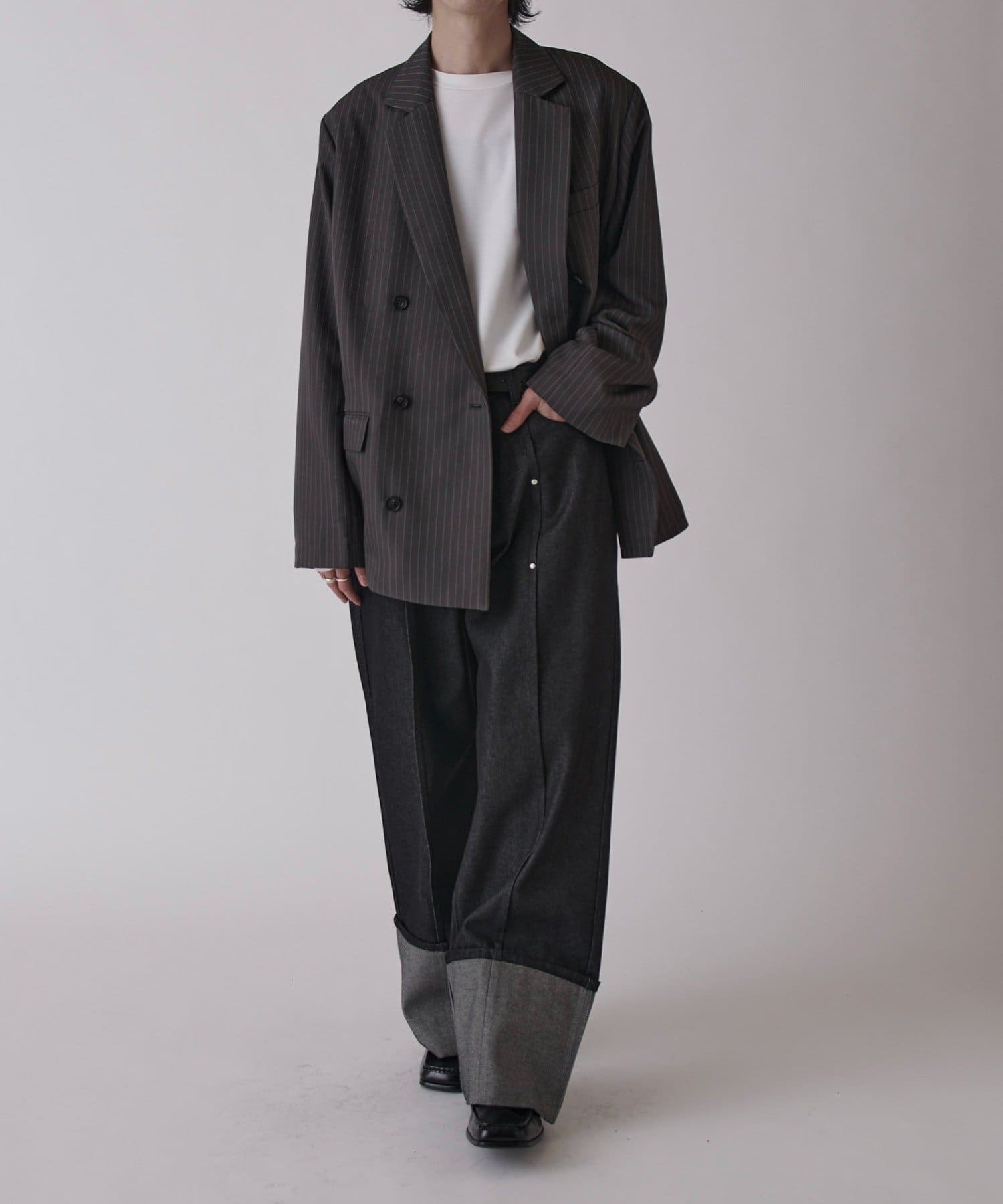 Lui's(ルイス) 【Neucon】ロールアップタックワイドストレートデニム / セットアップ対応