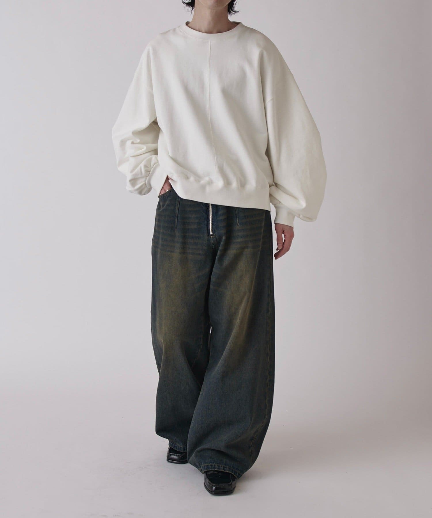 Lui's(ルイス) 【Neucon】ボリュームタックスリーブショートスウェット