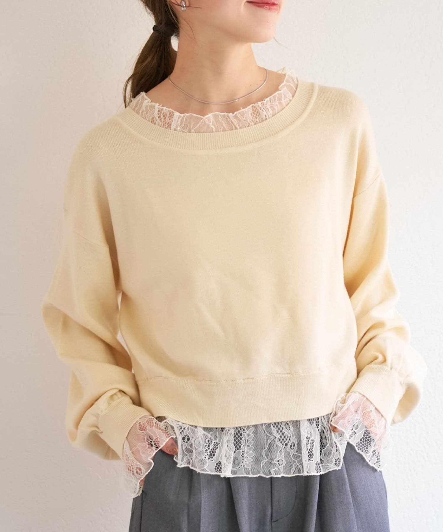 Kastane(カスタネ) B レースドッキングニット