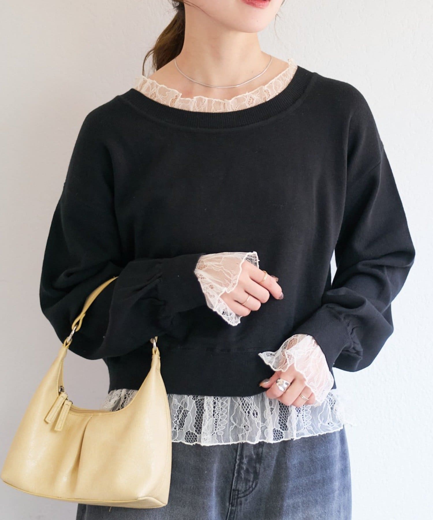 Kastane(カスタネ) B レースドッキングニット