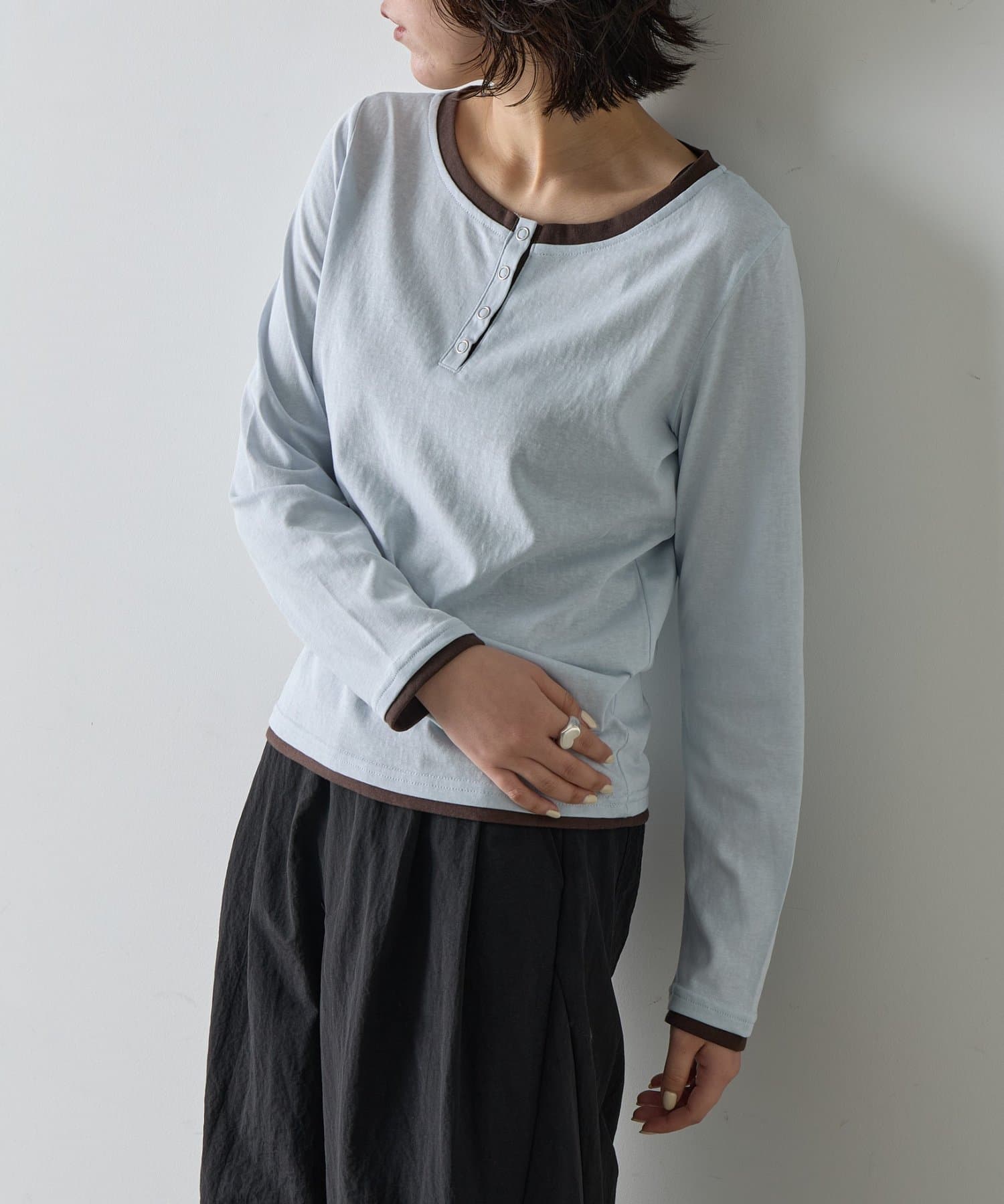 -goocy-(グーシー) レイヤードライクヘンリーネックロンT