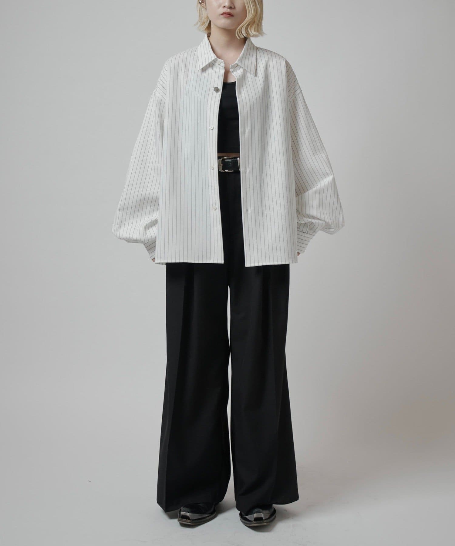 Lui's(ルイス) 【Neucon】バルーンスリーブストライプオーバーシャツ