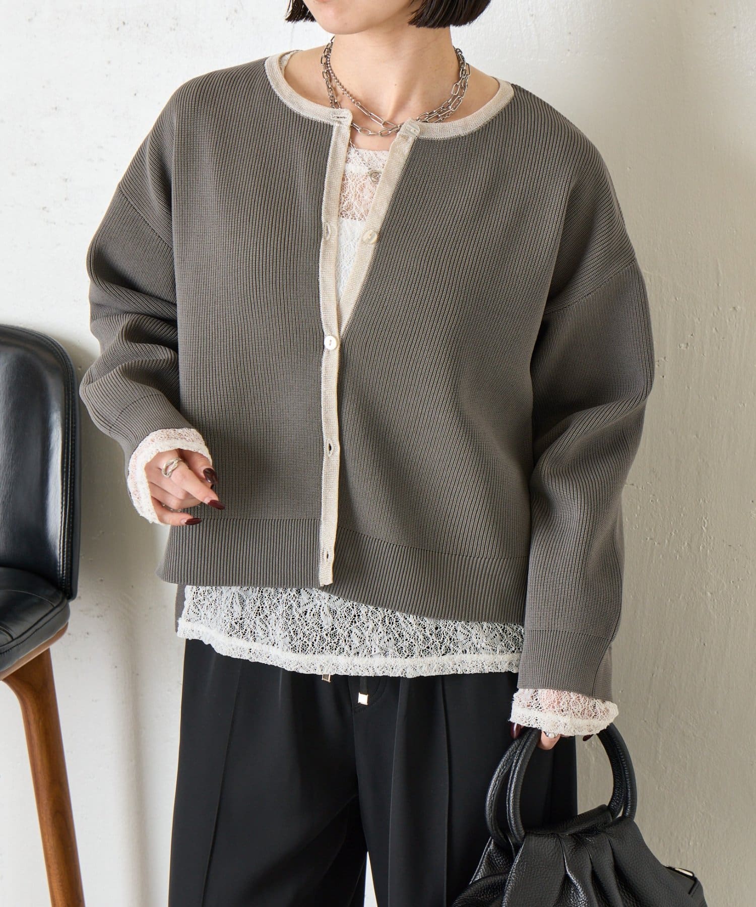 Jena　espace merveilleux(ジェナ　エスパスメルヴェイユ) シアーラインスポンジカーディガン