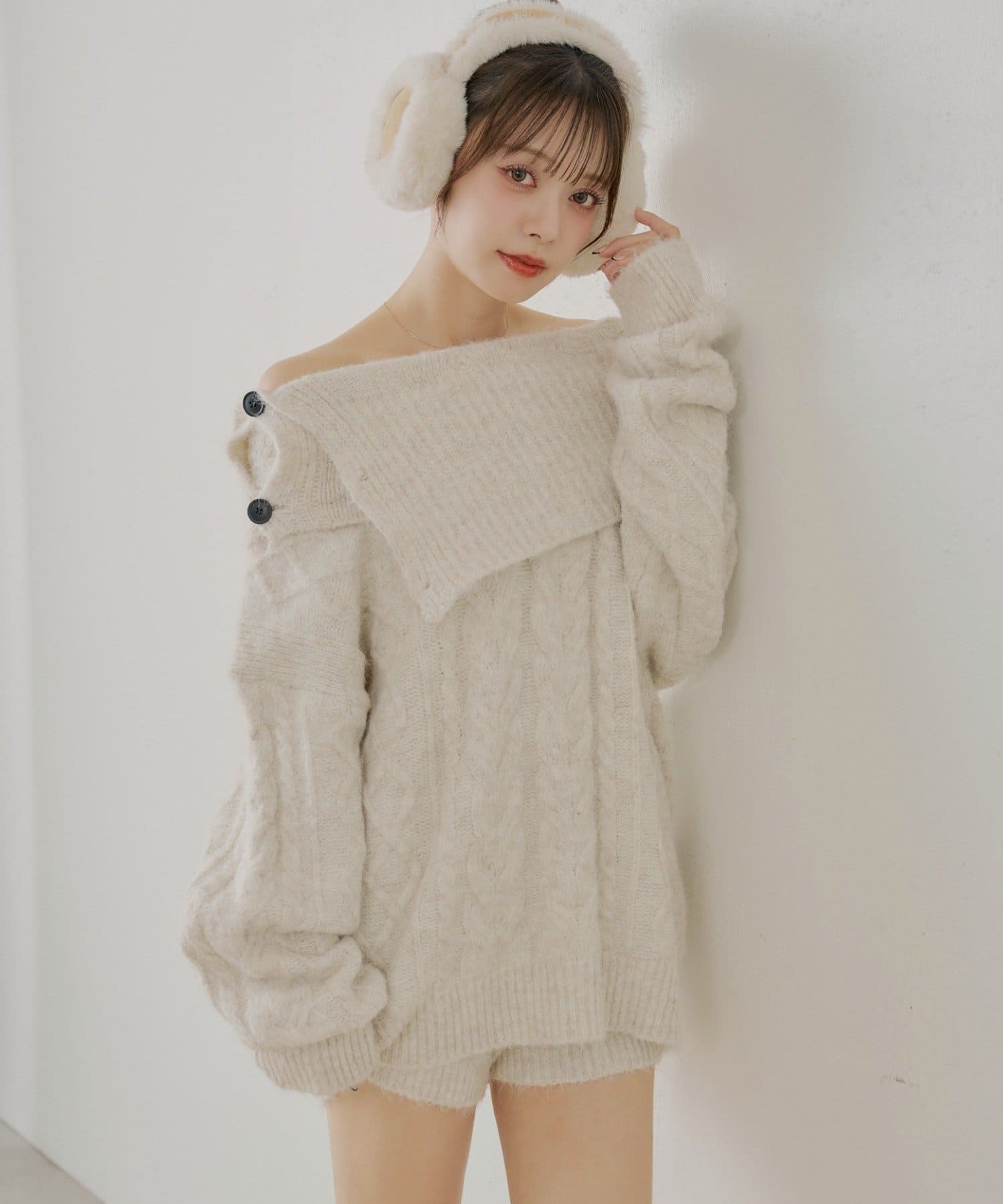 Chico(チコ) 【セットアップ対応】ケーブルニット+スヌードセット