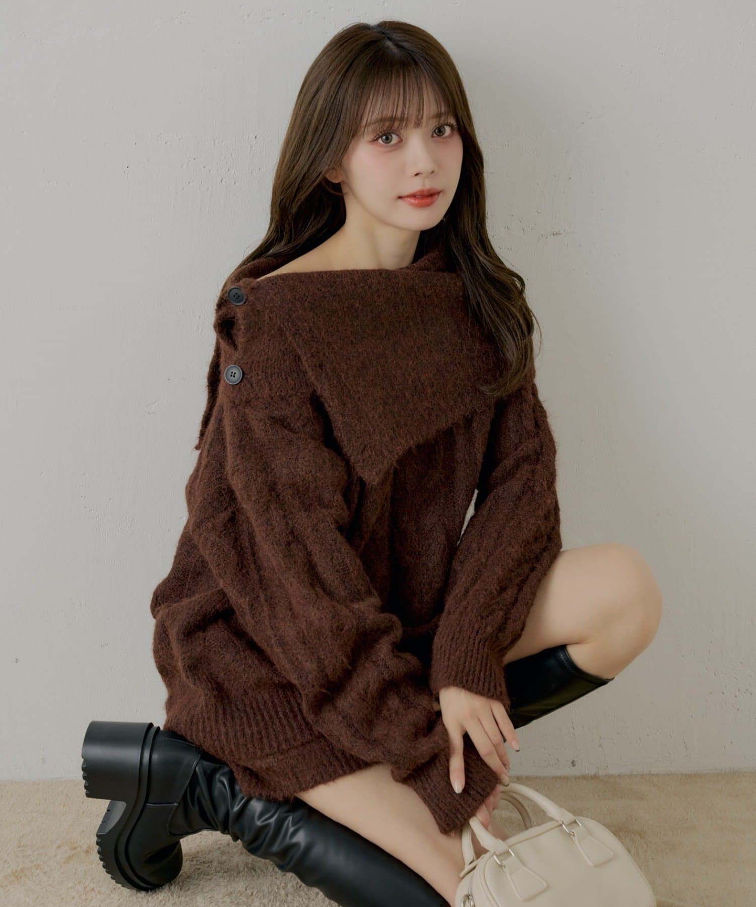 Chico(チコ) 【セットアップ対応】ケーブルニット+スヌードセット