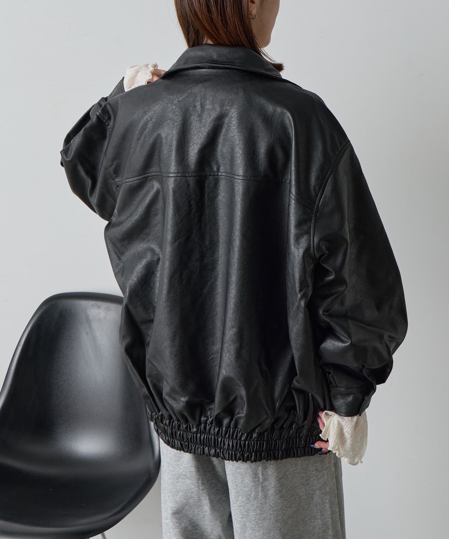 -goocy-(グーシー) 合皮スタンドオーバーサイズブルゾン