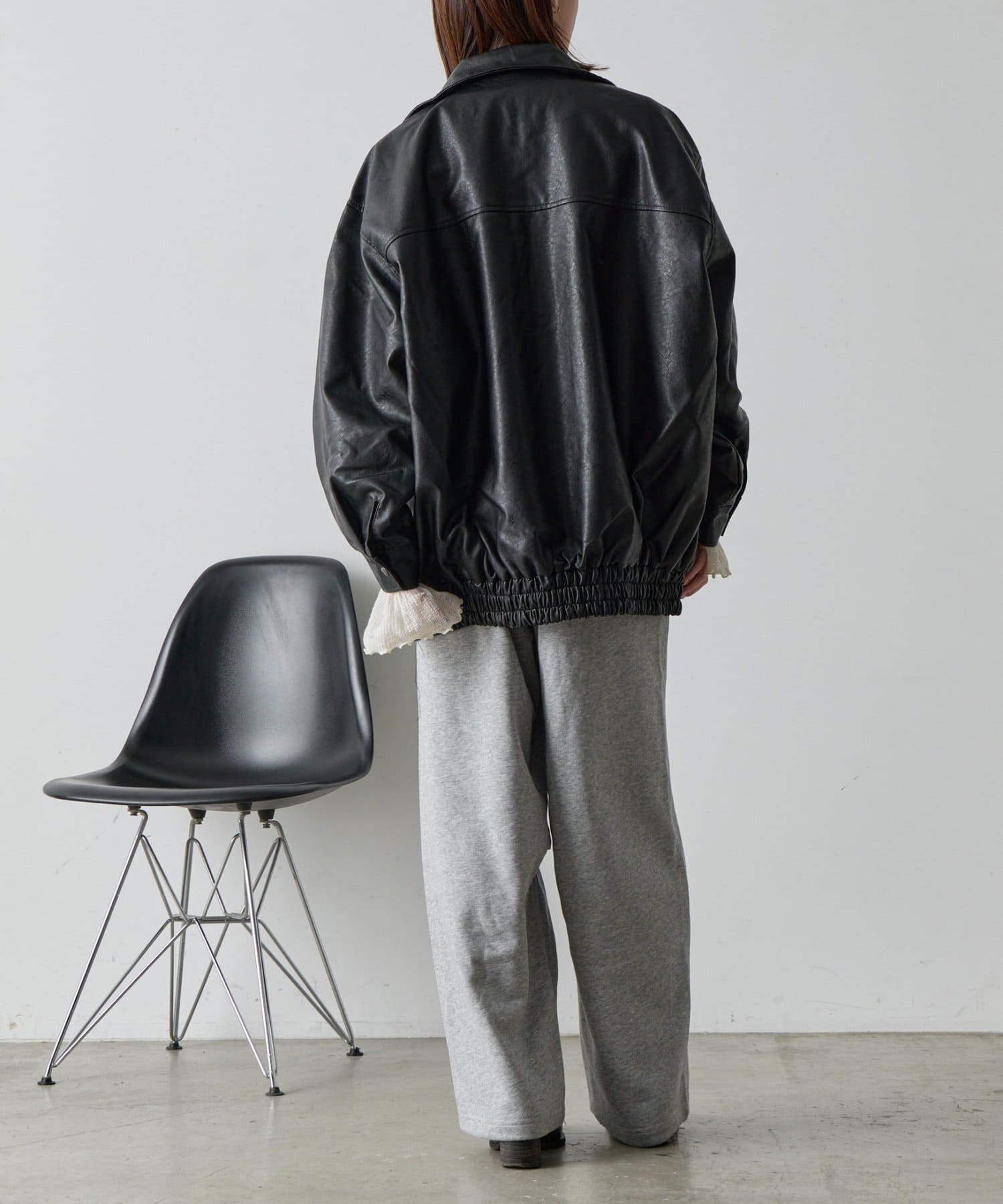 -goocy-(グーシー) 合皮スタンドオーバーサイズブルゾン