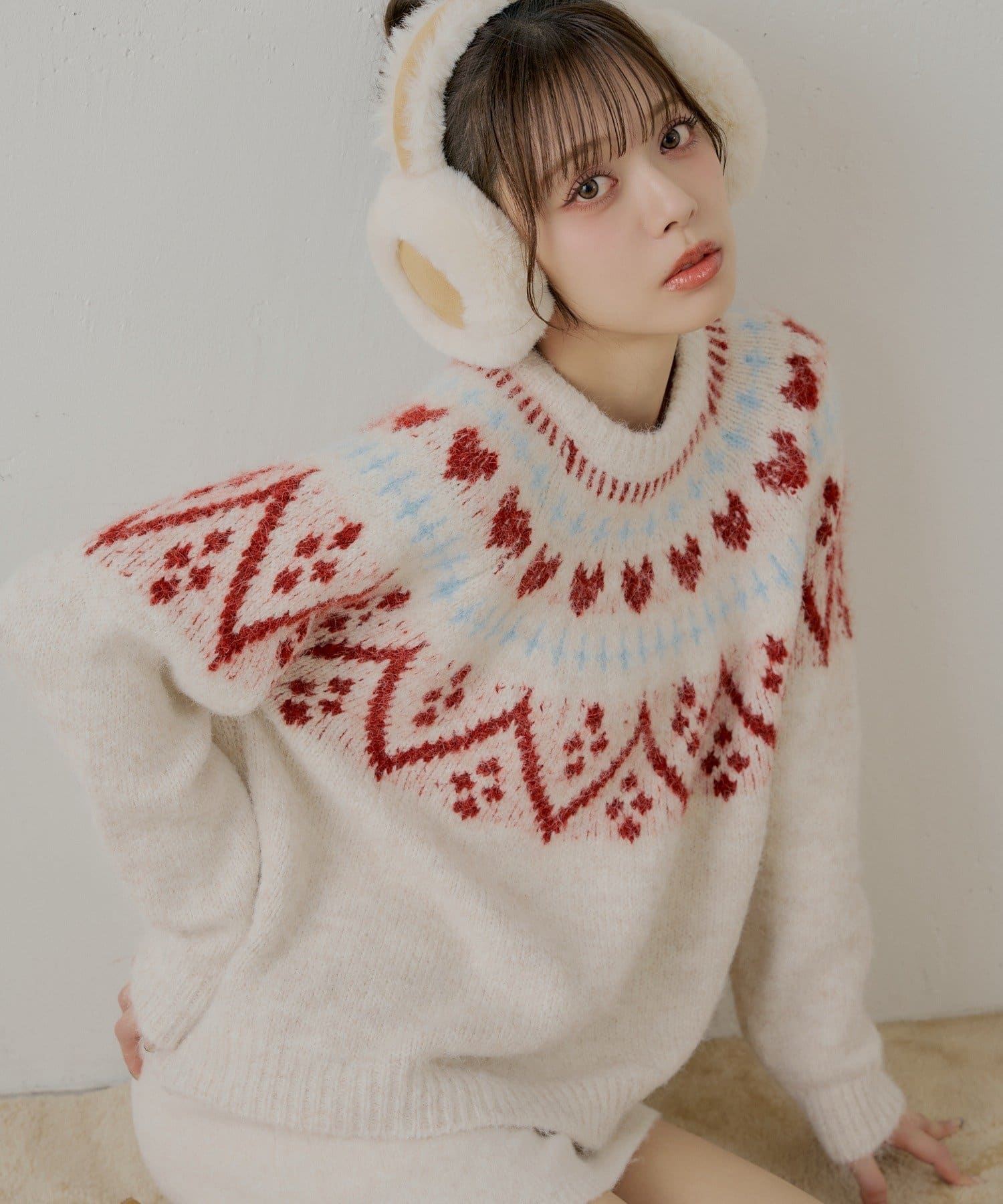 Chico(チコ) ハート柄アーガイルニット