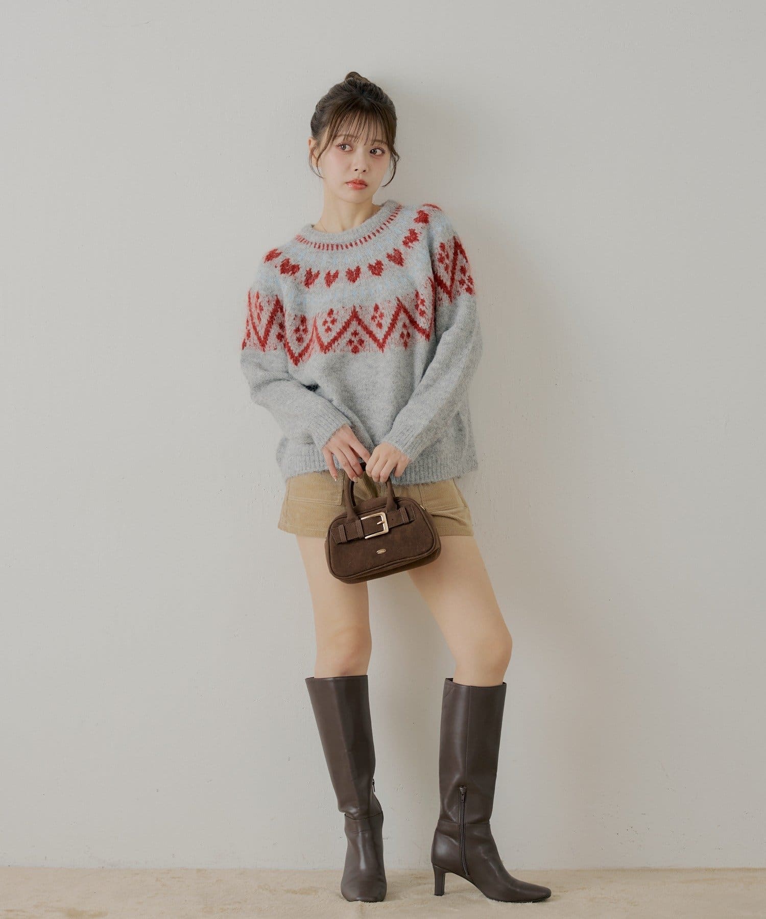 Chico(チコ) ハート柄アーガイルニット