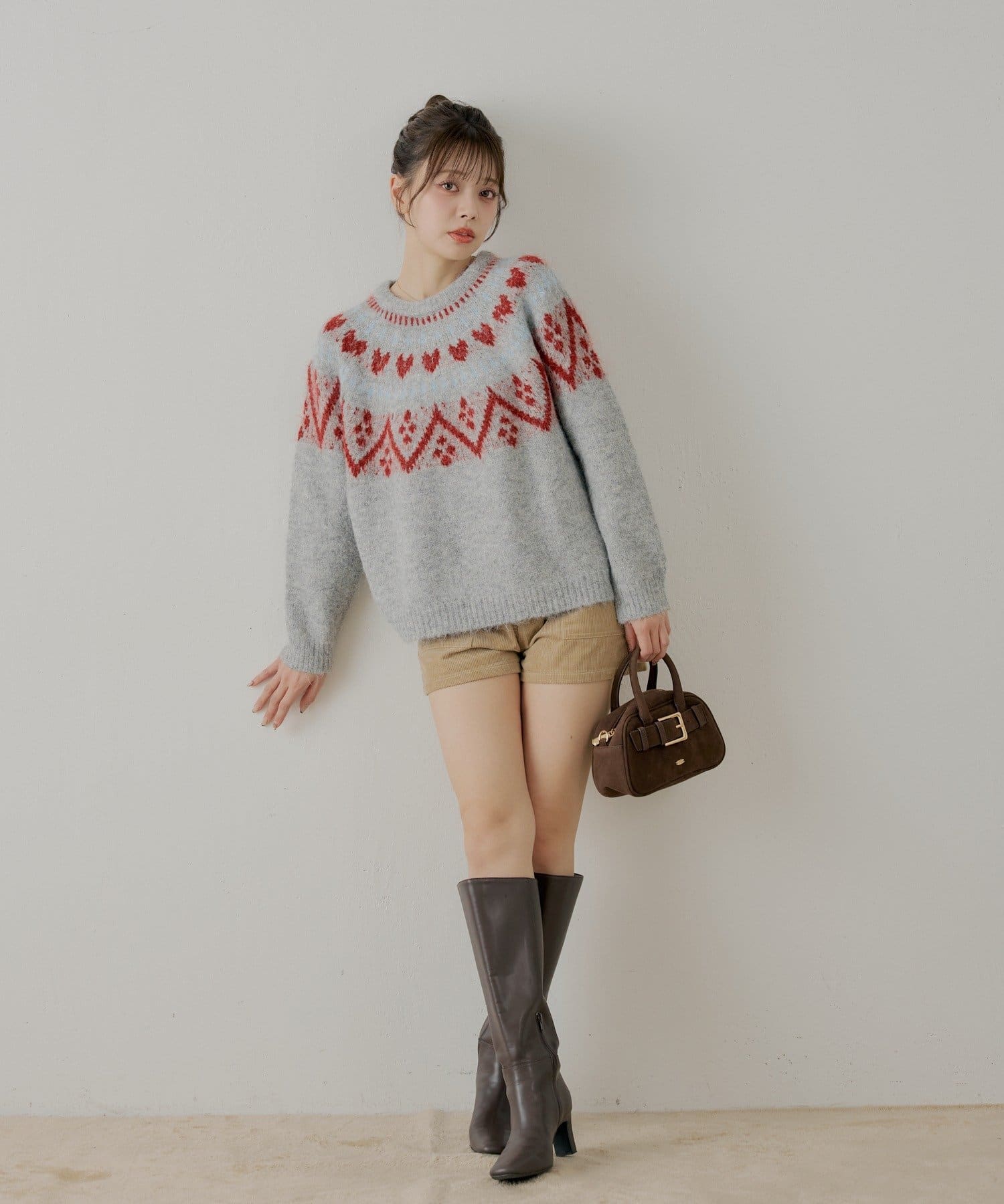 Chico(チコ) ハート柄アーガイルニット