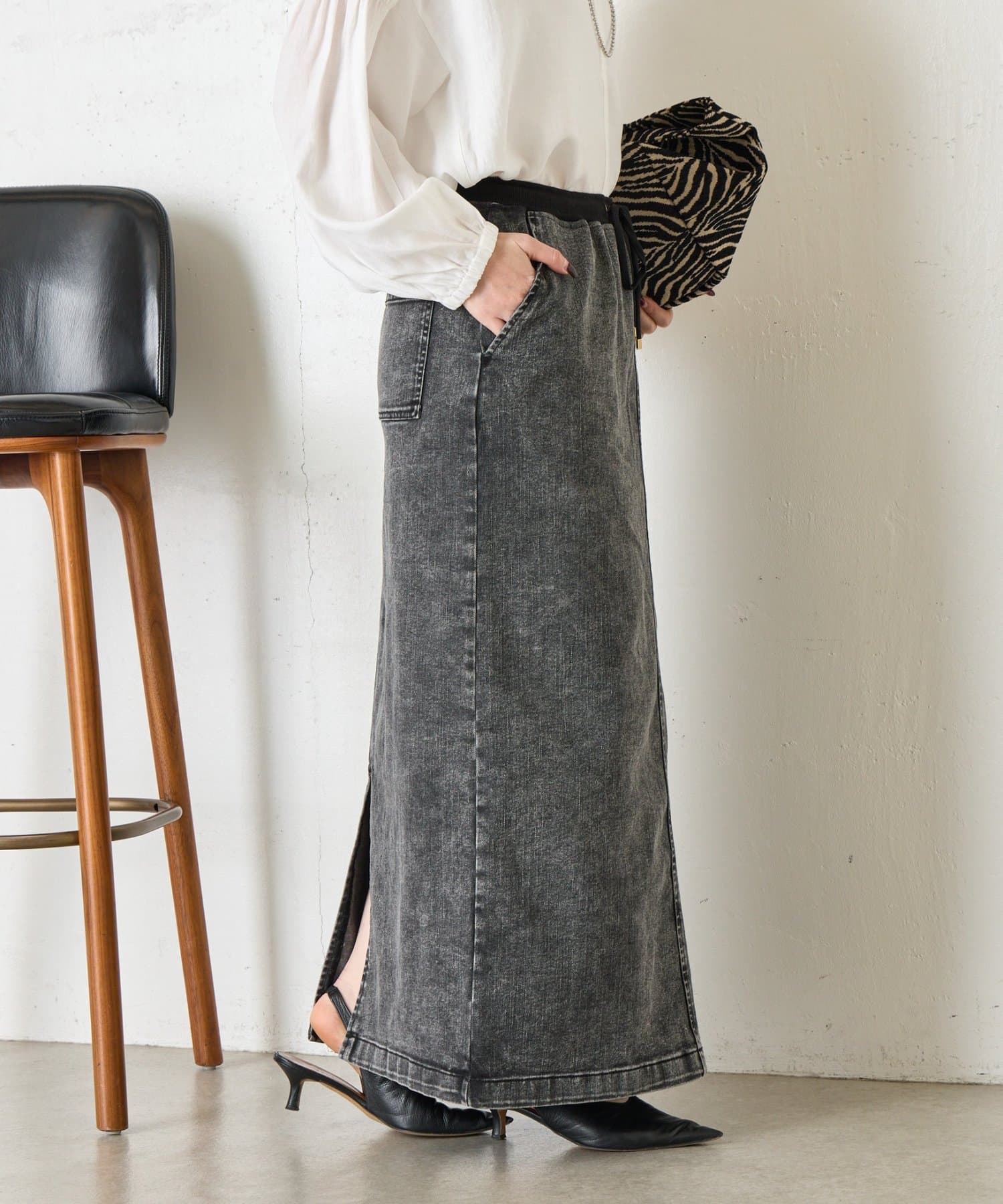 Jena　espace merveilleux(ジェナ　エスパスメルヴェイユ) ストレッチデニムスカート