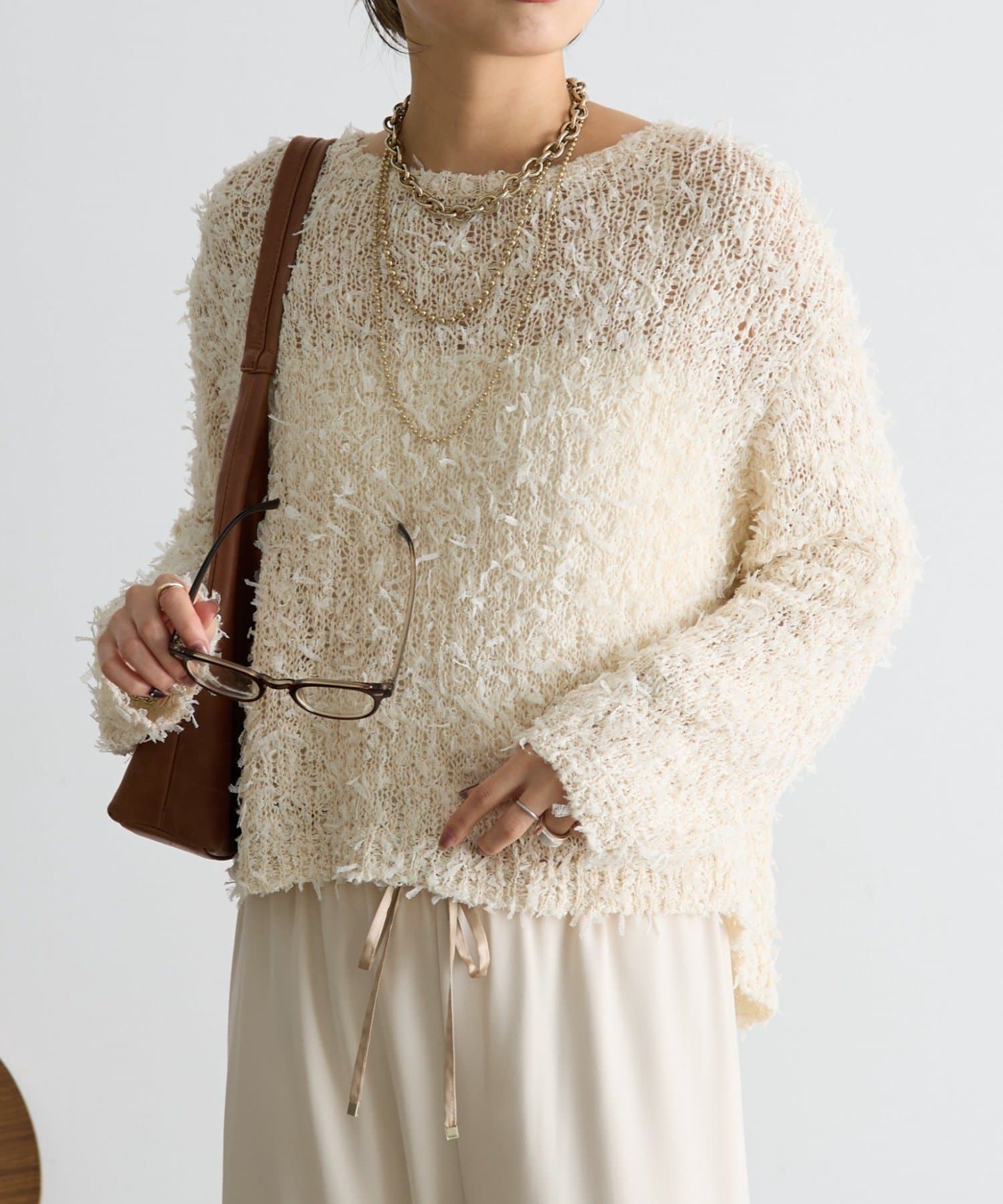 Jena　espace merveilleux(ジェナ　エスパスメルヴェイユ) リボンチュールミックスニット