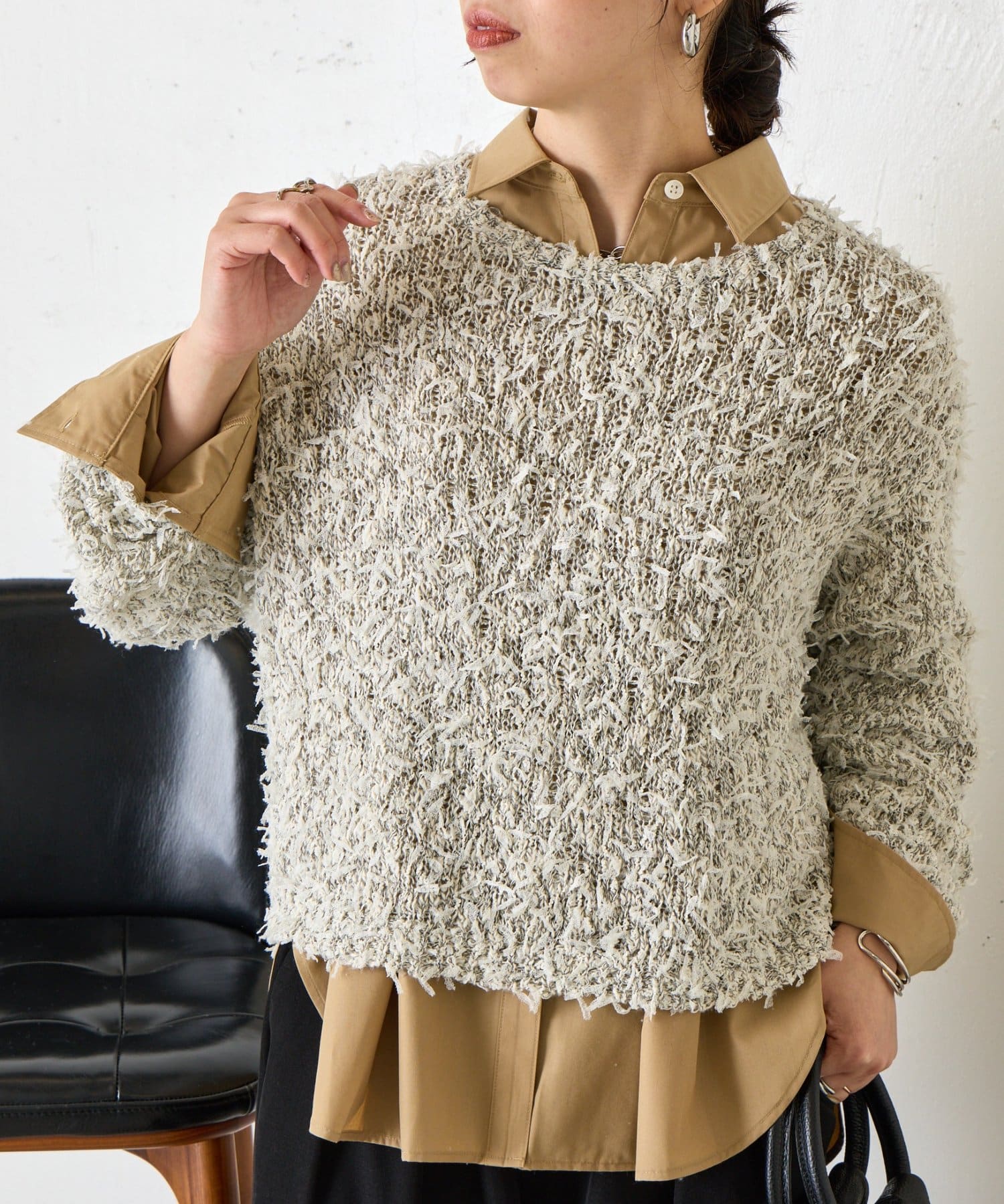 Jena　espace merveilleux(ジェナ　エスパスメルヴェイユ) リボンチュールミックスニット