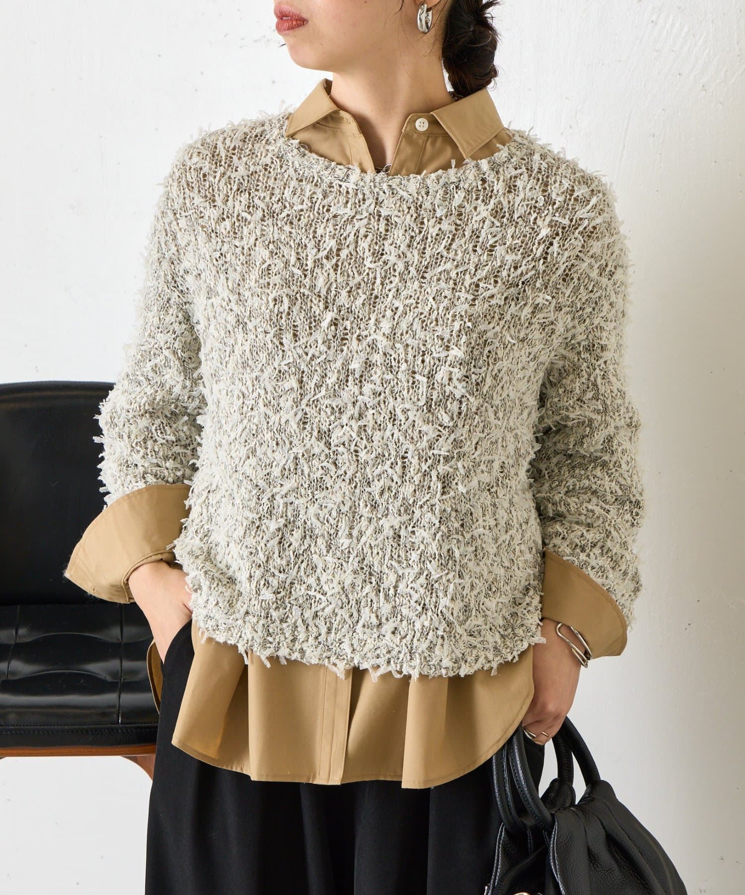 Jena　espace merveilleux(ジェナ　エスパスメルヴェイユ) リボンチュールミックスニット