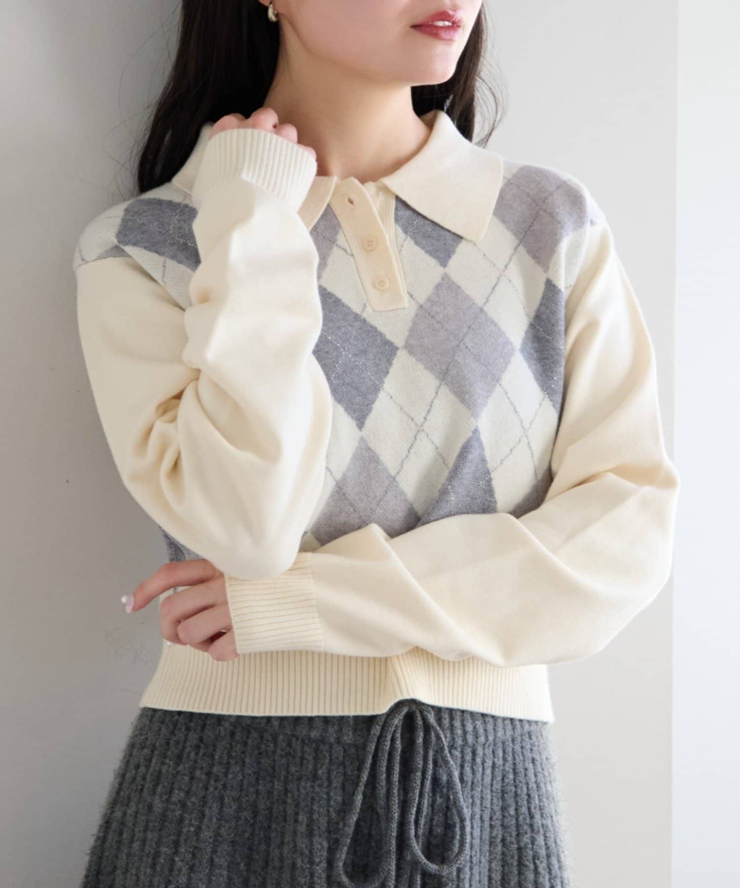 Kastane(カスタネ) アーガイルポロニット