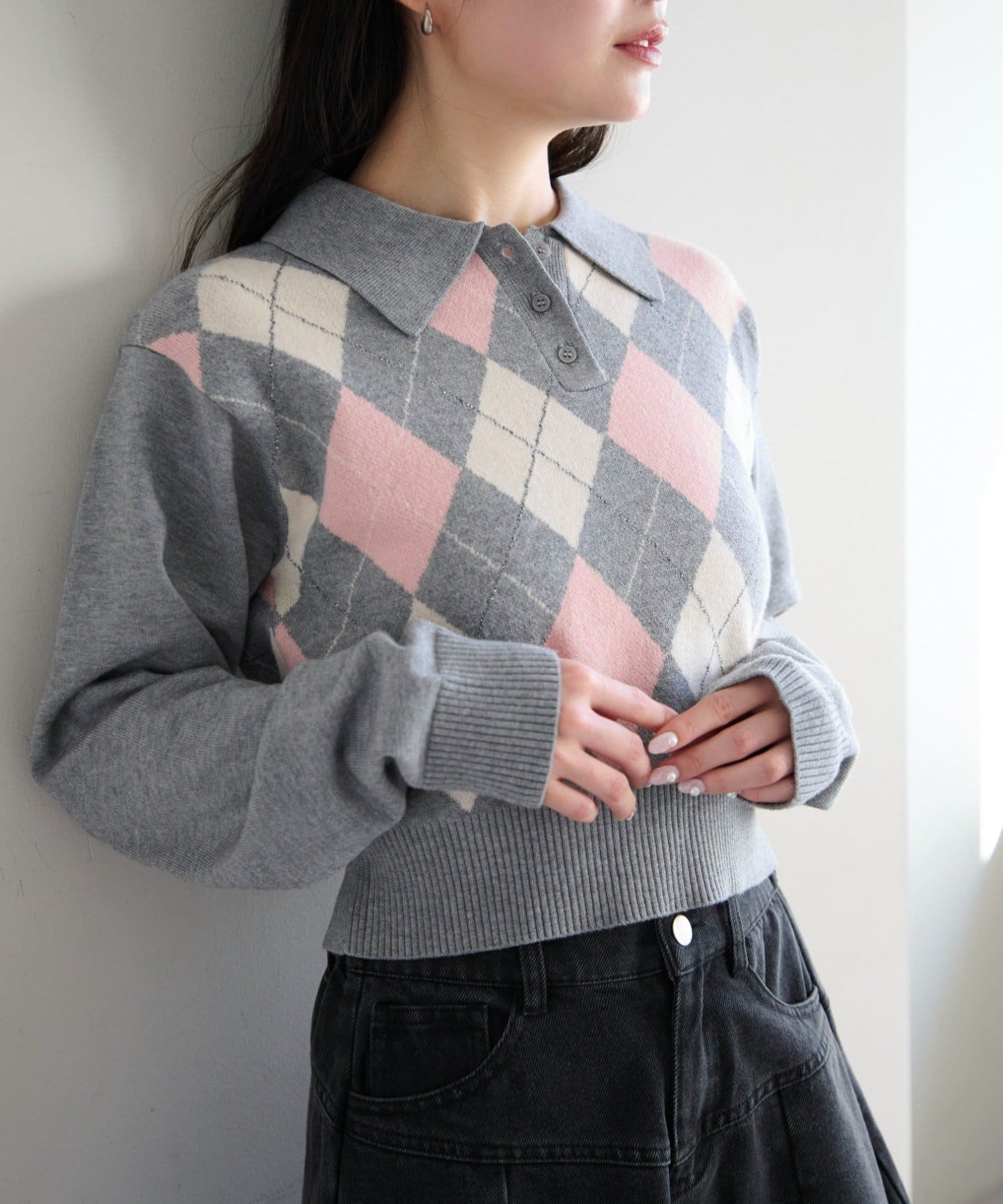 Kastane(カスタネ) アーガイルポロニット