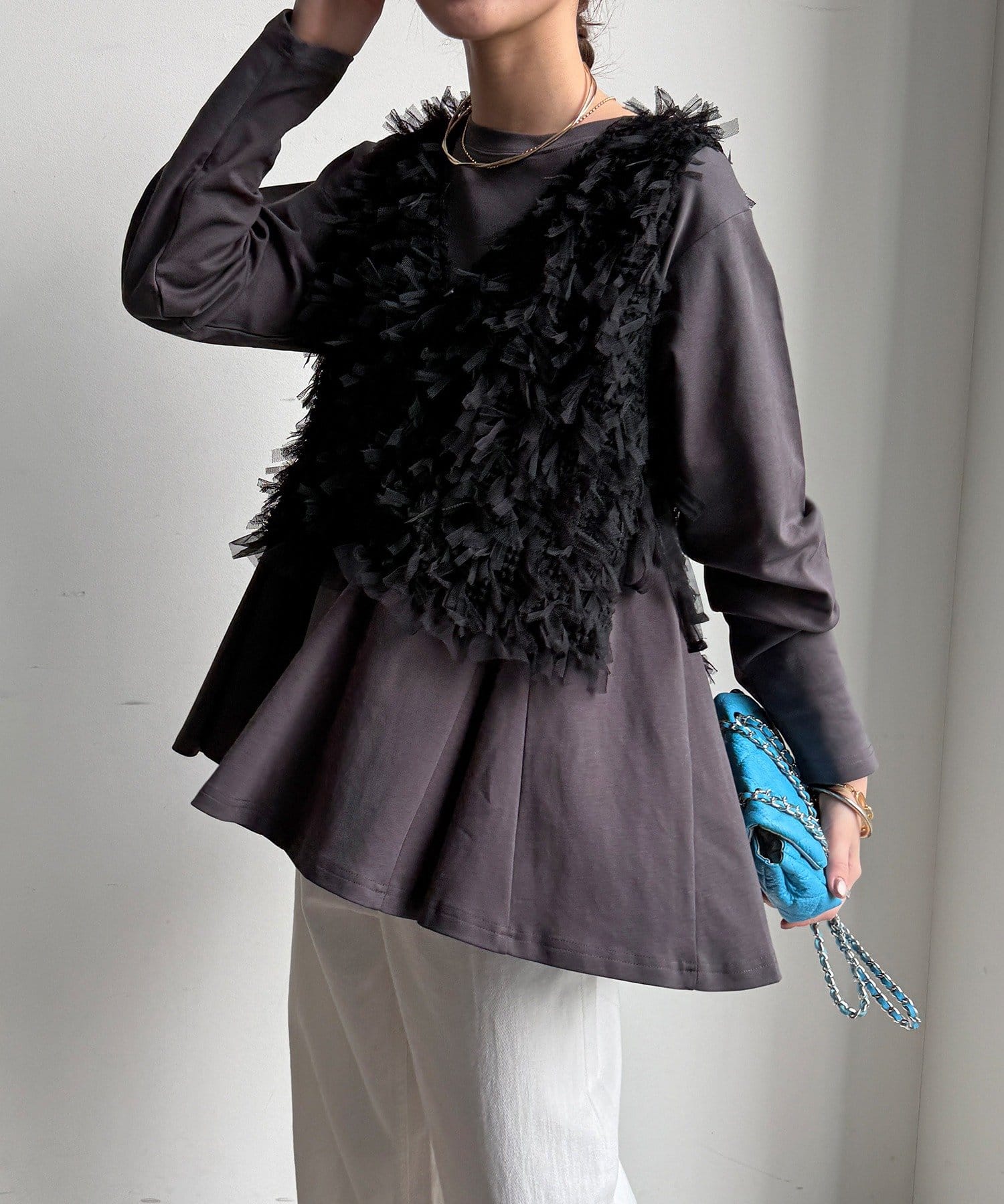 DOUDOU(ドゥドゥ) 【WEB限定】リボンヤーンベスト×テントプルオーバーセット