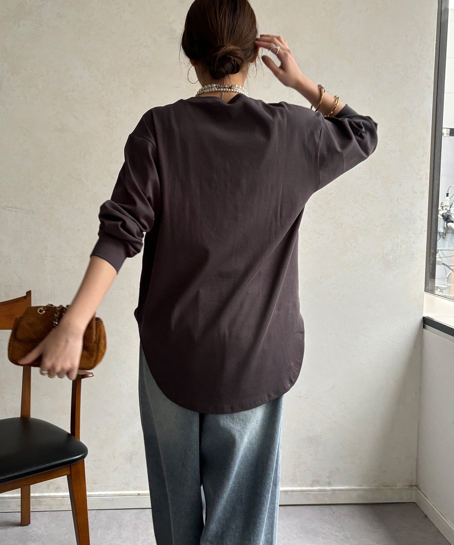 DOUDOU(ドゥドゥ) 【WEB限定】サガラ刺繍ロゴプリントロンTEE