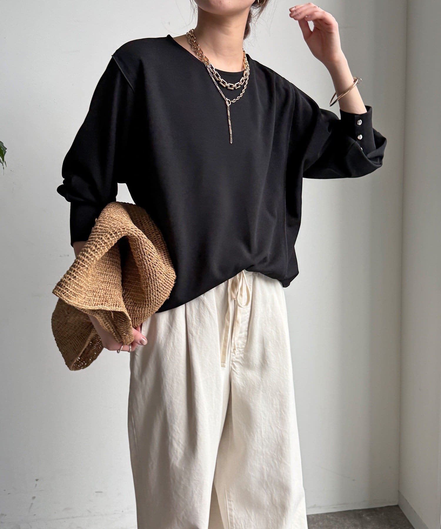 DOUDOU(ドゥドゥ) 【WEB限定】カットジョーゼットオーガンジー切替ブラウス