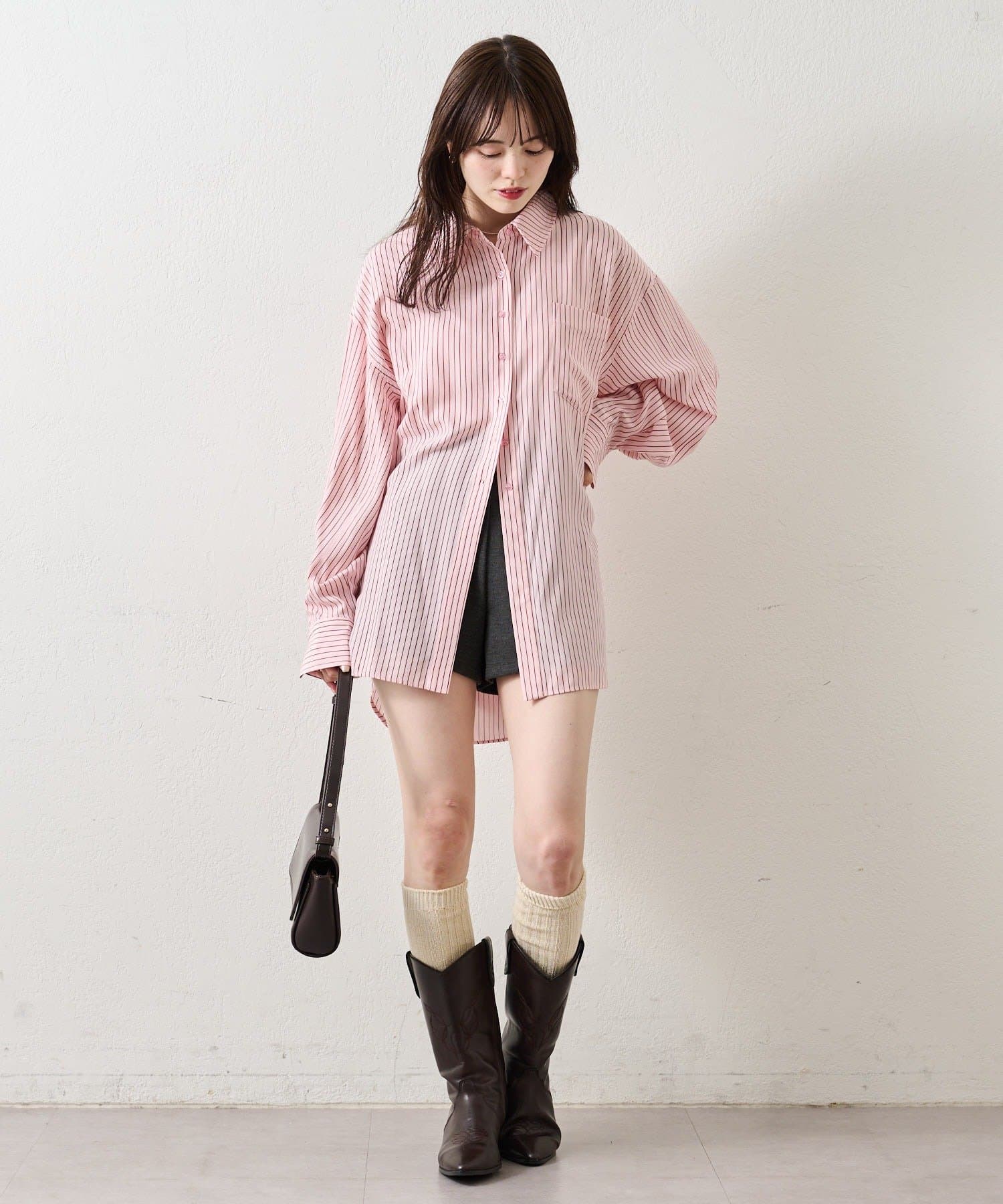 mystic(ミスティック) ボタンレイヤードBIGシャツ