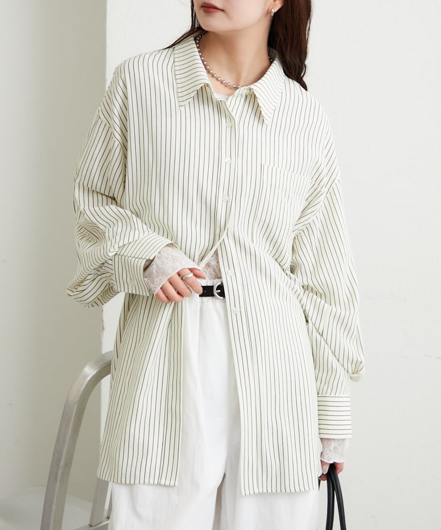 mystic(ミスティック) ボタンレイヤードBIGシャツ