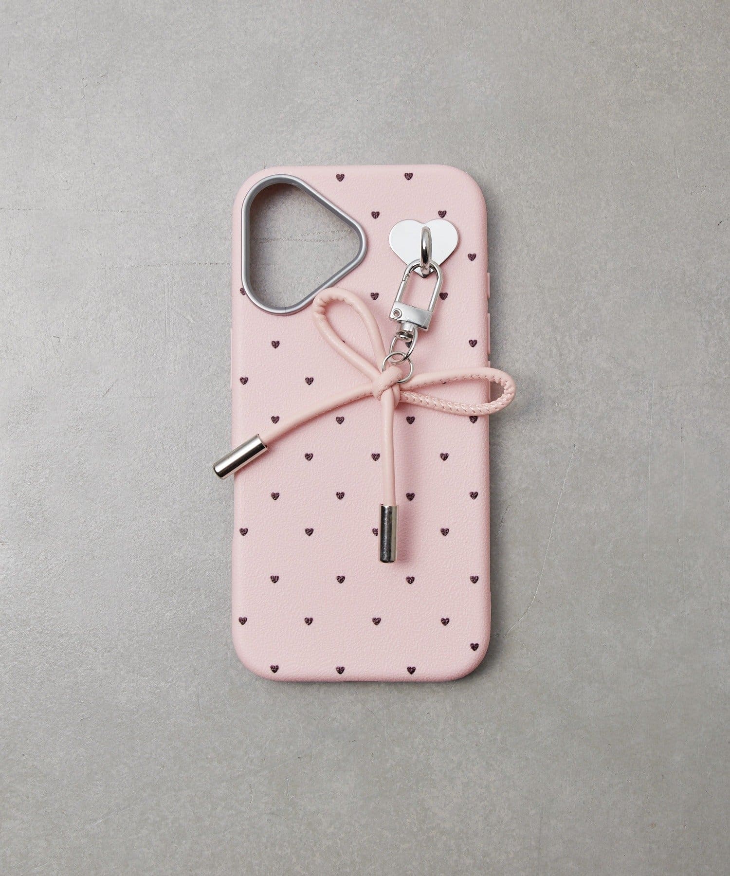 Lattice(ラティス) リボンハートドットスマホケース(iPhone16)