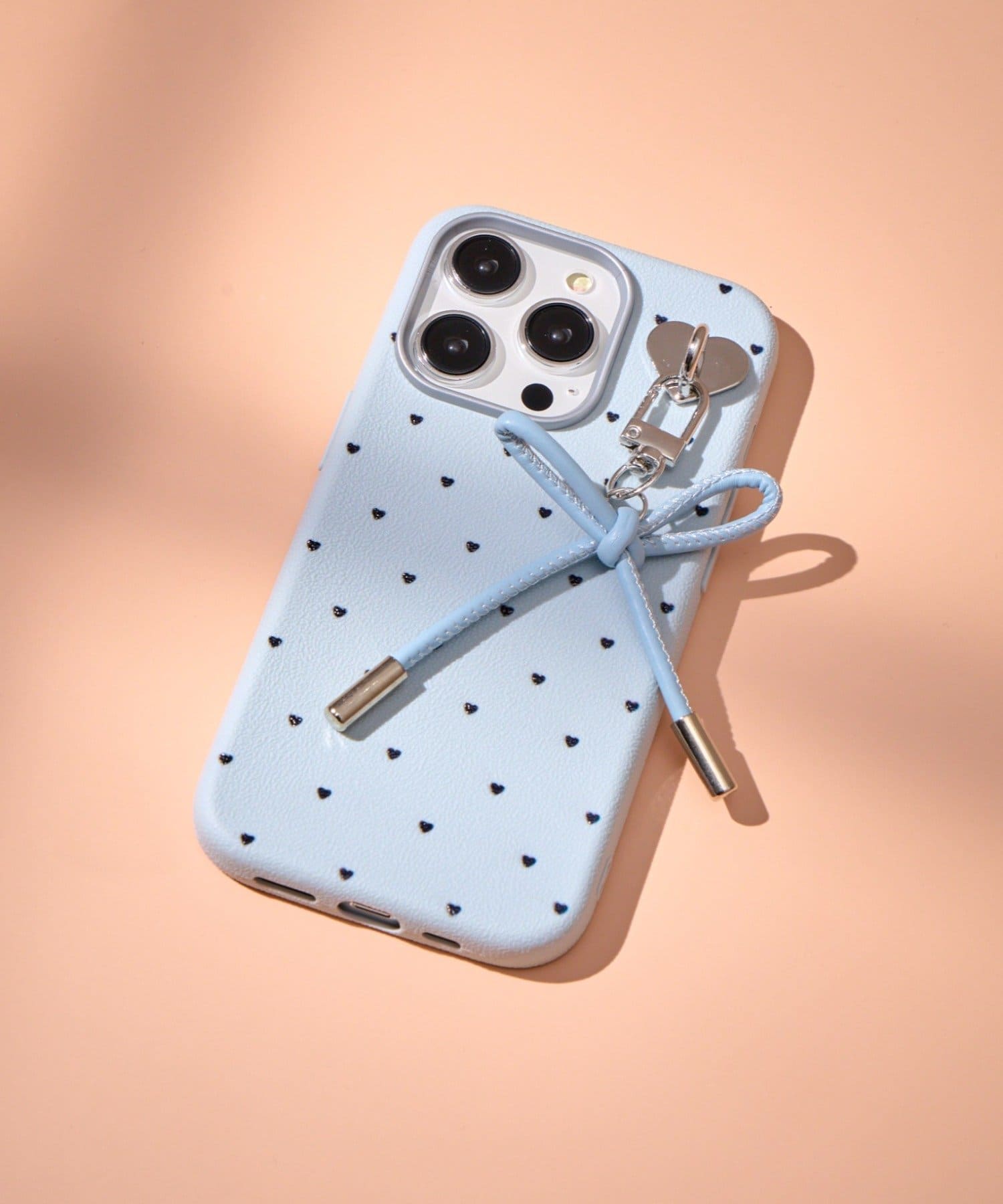 Lattice(ラティス) リボンハートドットスマホケース(iPhone14pro)