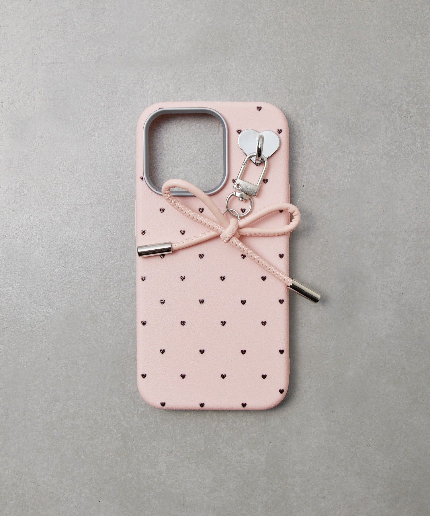 Lattice(ラティス) リボンハートドットスマホケース(iPhone14pro)