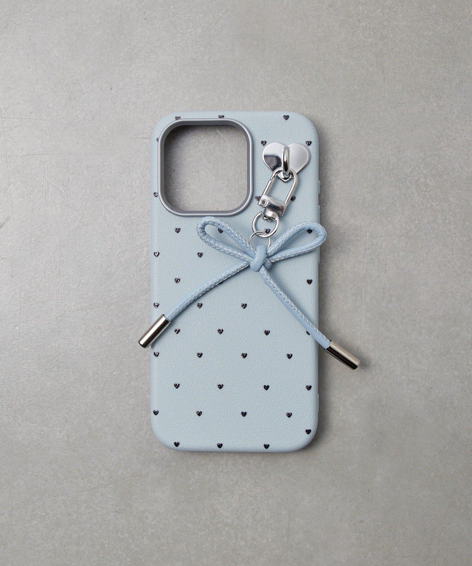 Lattice(ラティス) リボンハートドットスマホケース(iPhone15pro)