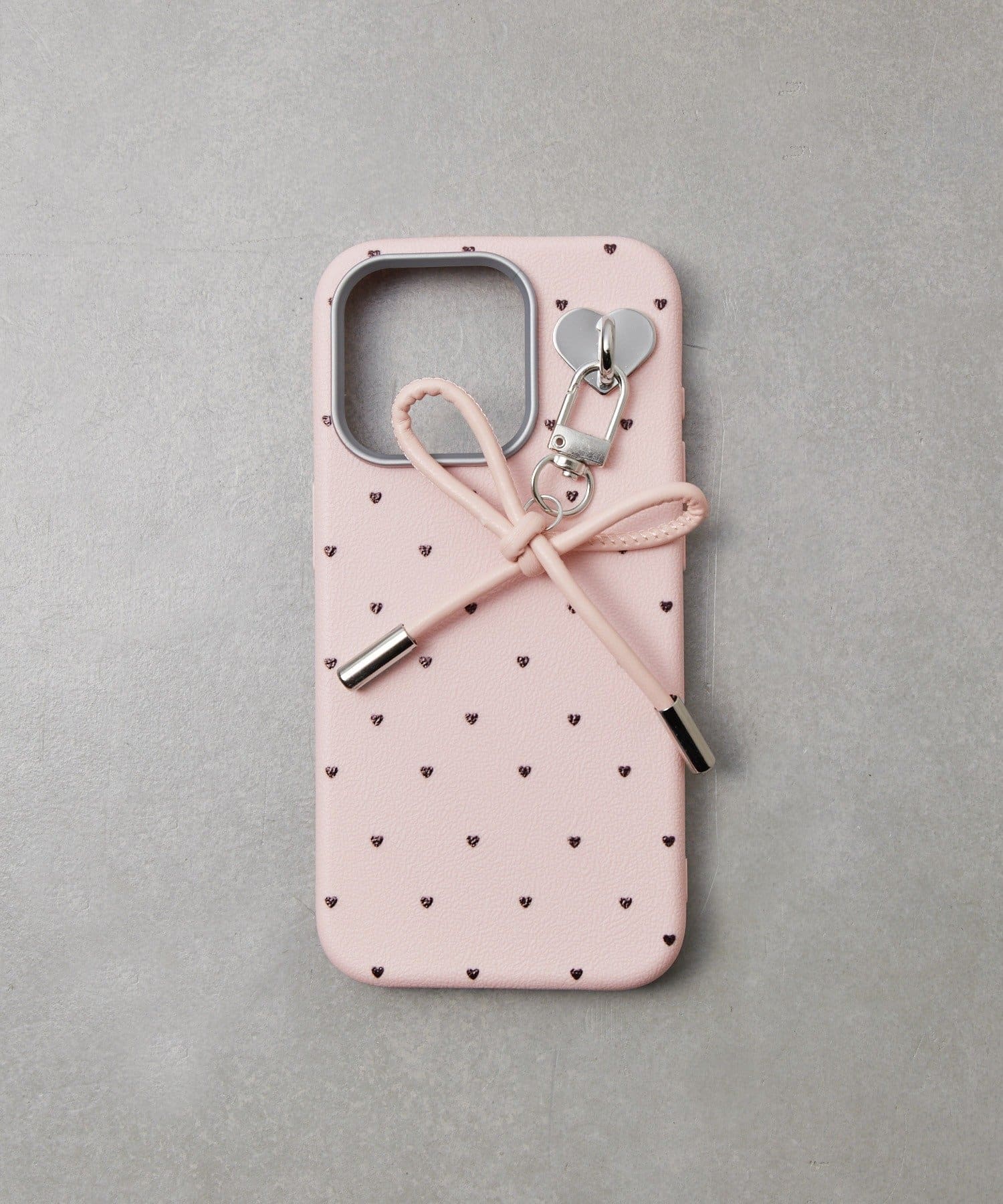 Lattice(ラティス) リボンハートドットスマホケース(iPhone15pro)