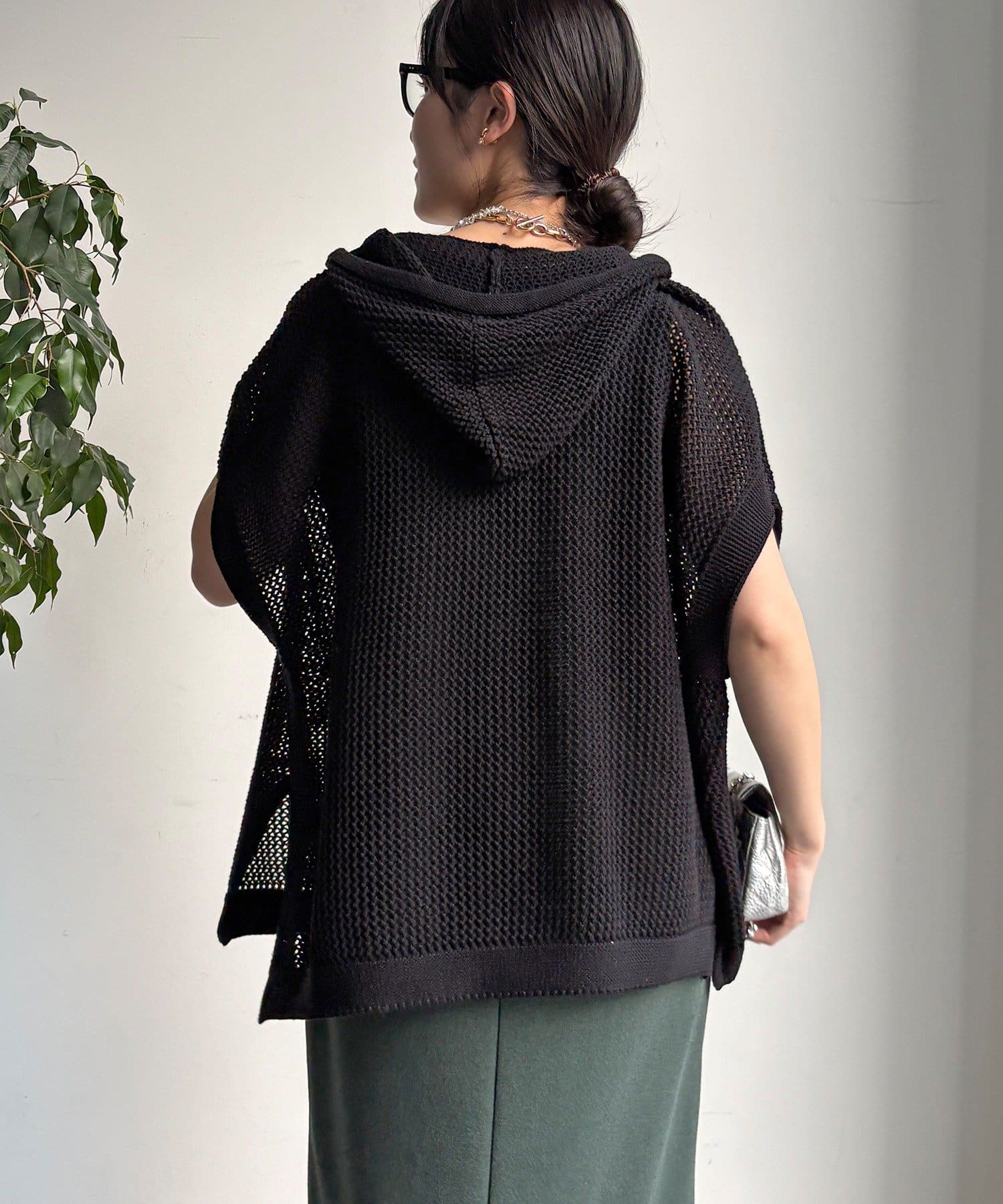 DOUDOU(ドゥドゥ) 【WEB限定】コットンニットメッシュフーディーベスト