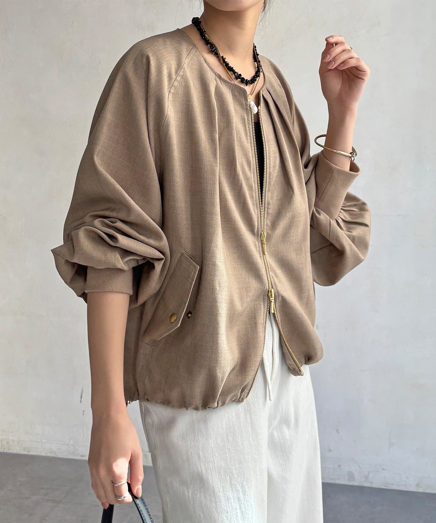 DOUDOU(ドゥドゥ) 【WEB限定】リネンライクツイルブルゾン