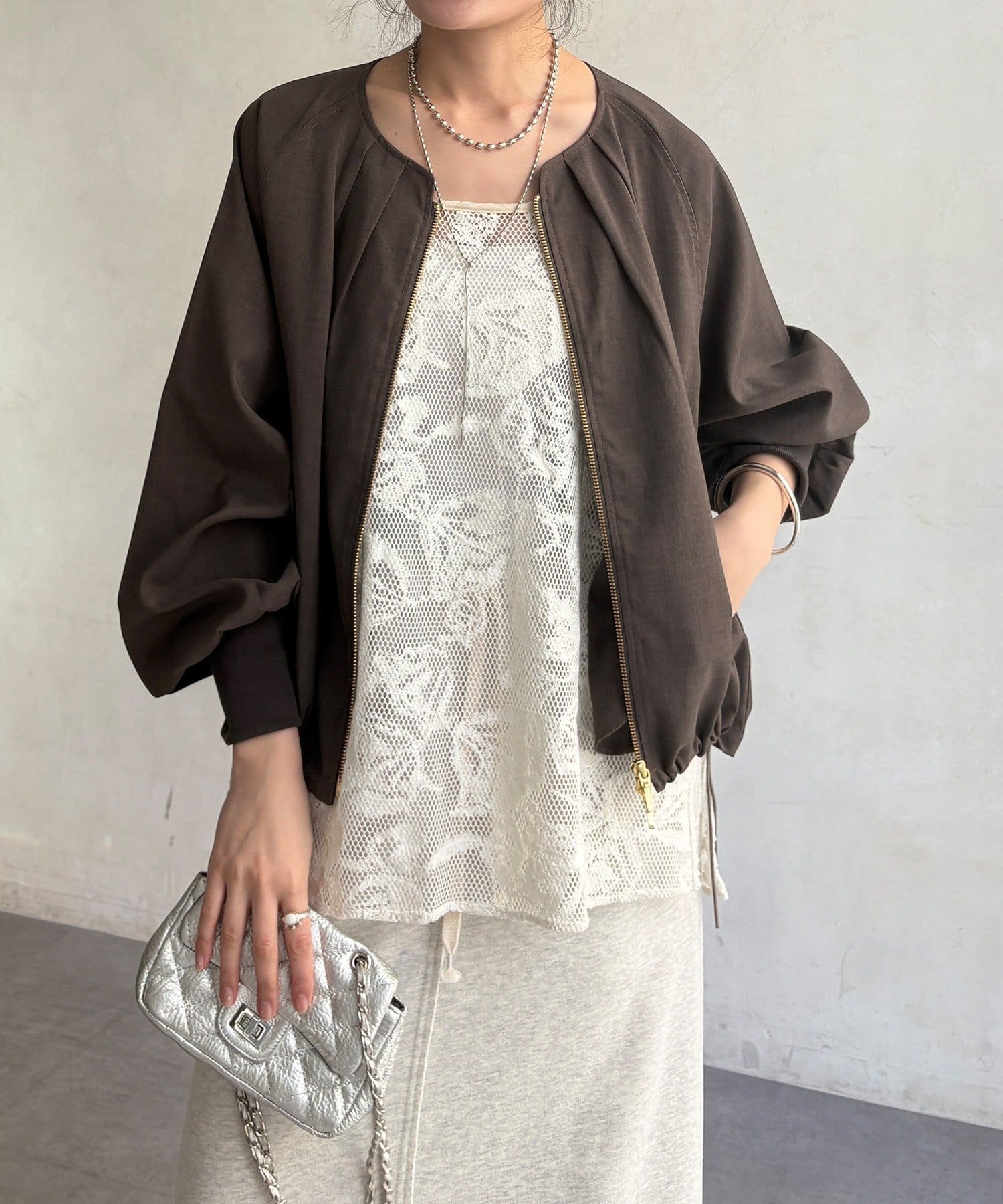 DOUDOU(ドゥドゥ) 【WEB限定】リネンライクツイルブルゾン