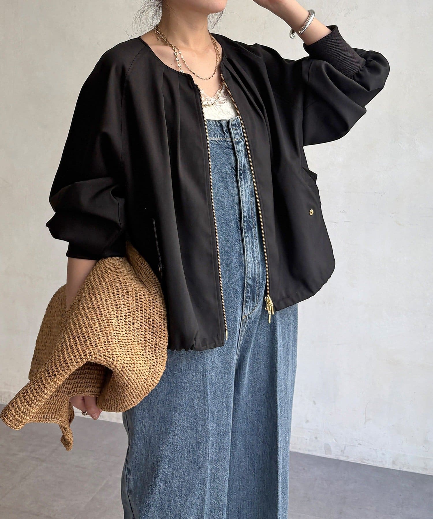 DOUDOU(ドゥドゥ) 【WEB限定】リネンライクツイルブルゾン