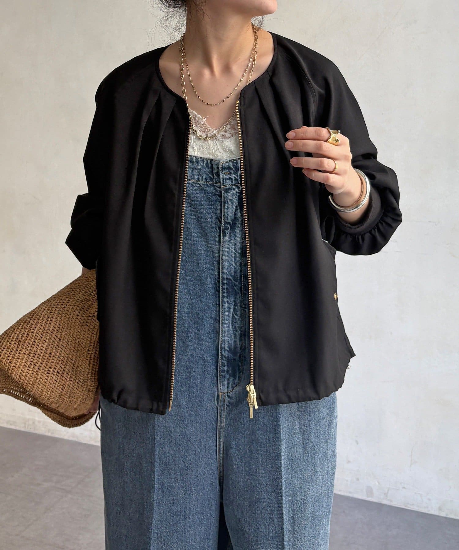 DOUDOU(ドゥドゥ) 【WEB限定】リネンライクツイルブルゾン