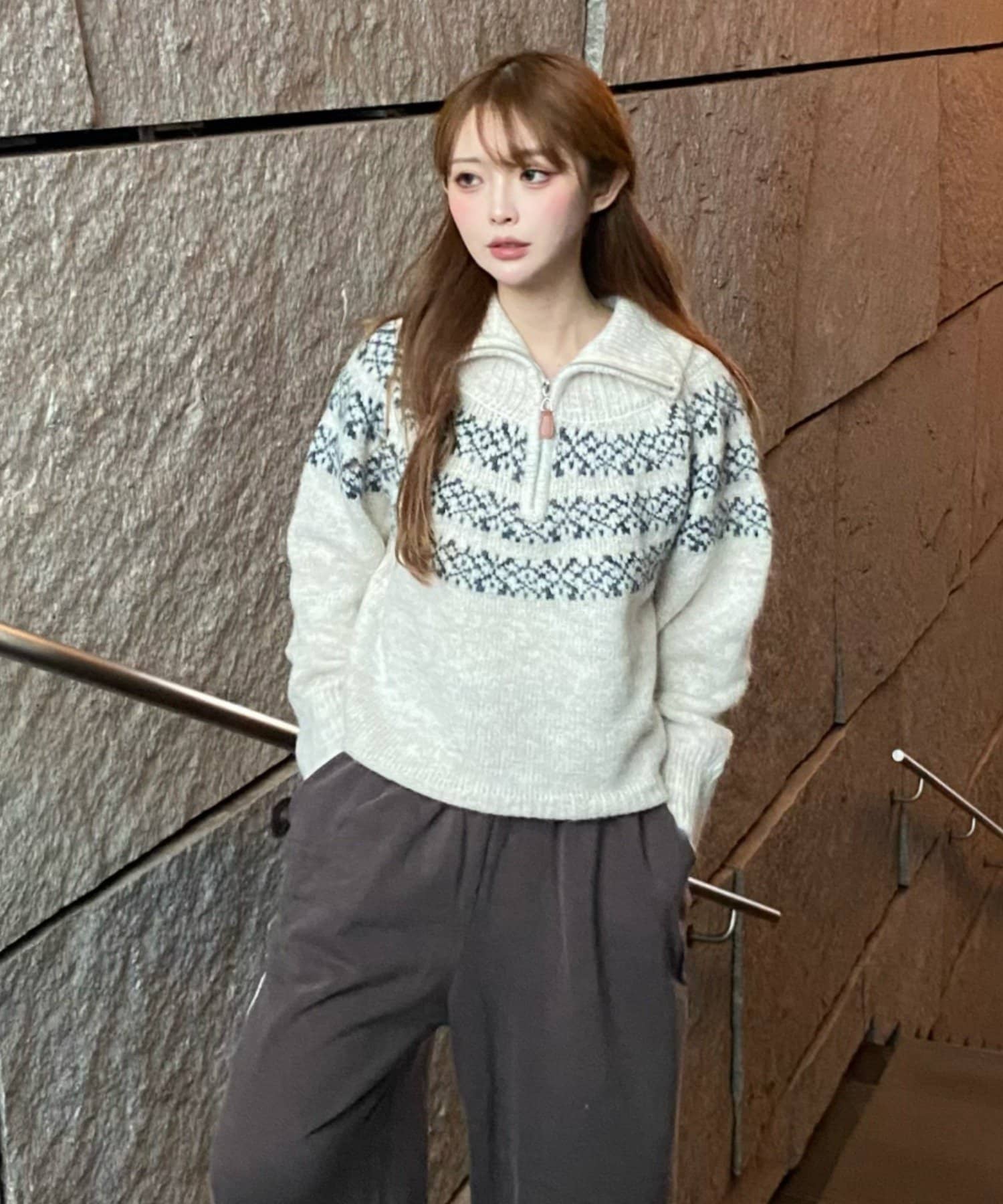 RAY CASSIN(レイカズン) ノルディックハーフジップニット