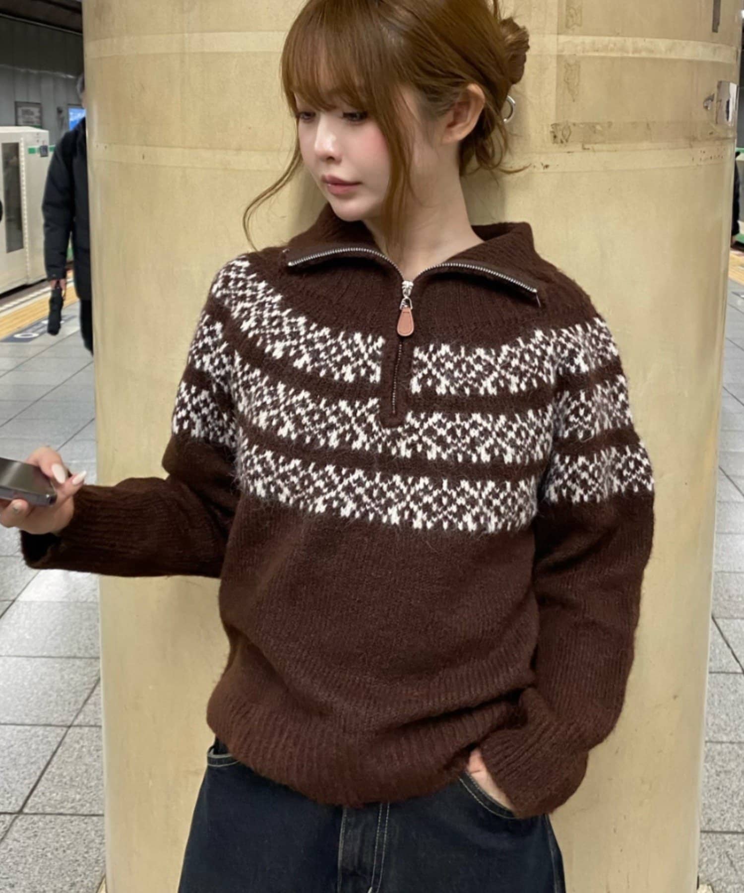 RAY CASSIN(レイカズン) ノルディックハーフジップニット