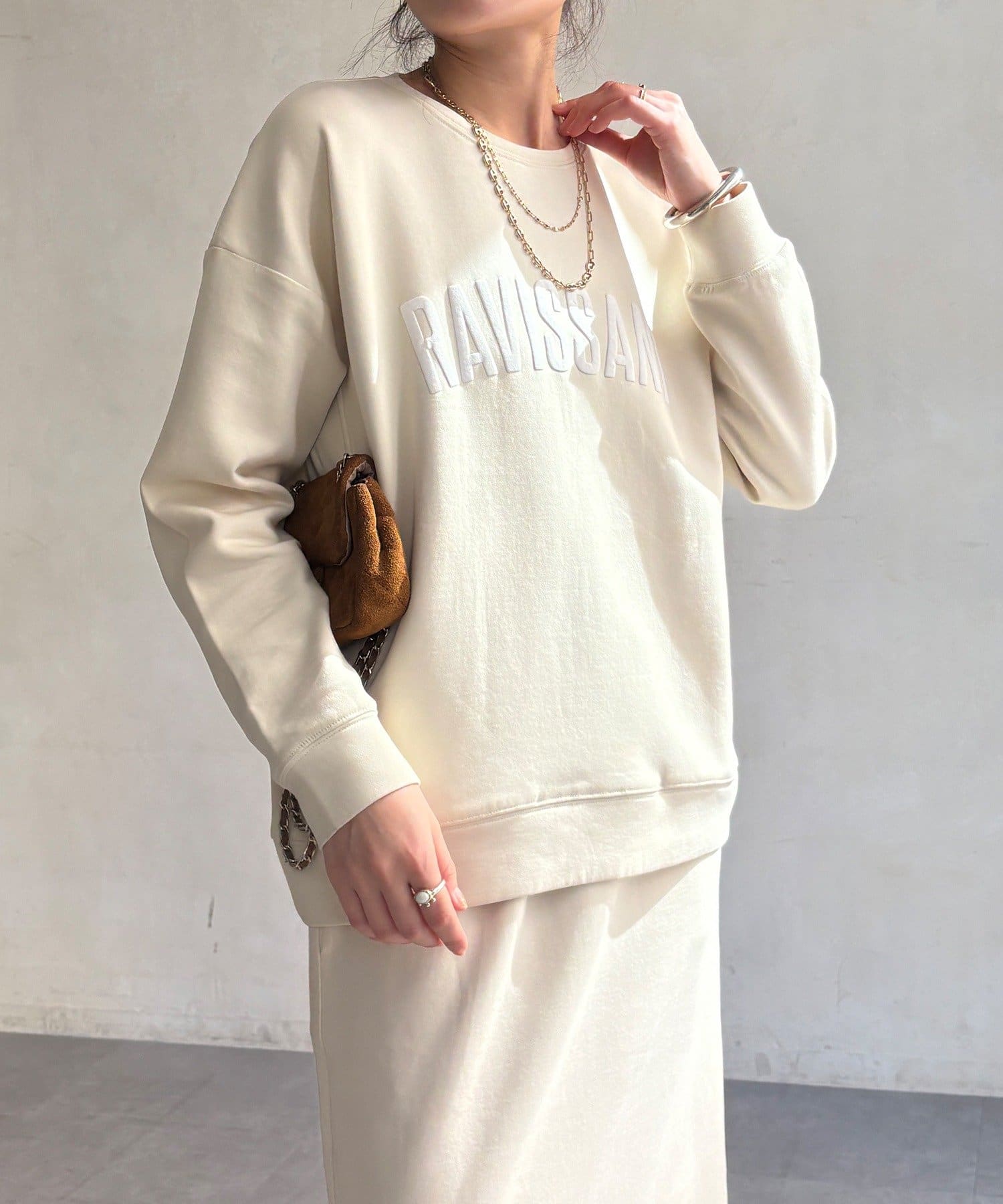 DOUDOU(ドゥドゥ) 【WEB限定/セットアップ可能】ストレッチダブルフェイスロゴプルオーバー