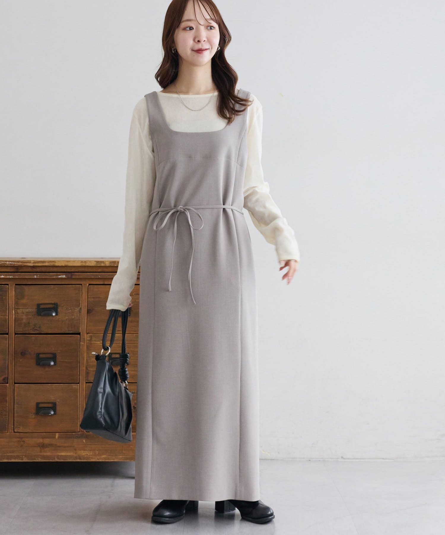 DISCOAT(ディスコート) 【SS先行予約】Uネックノースリワンピース