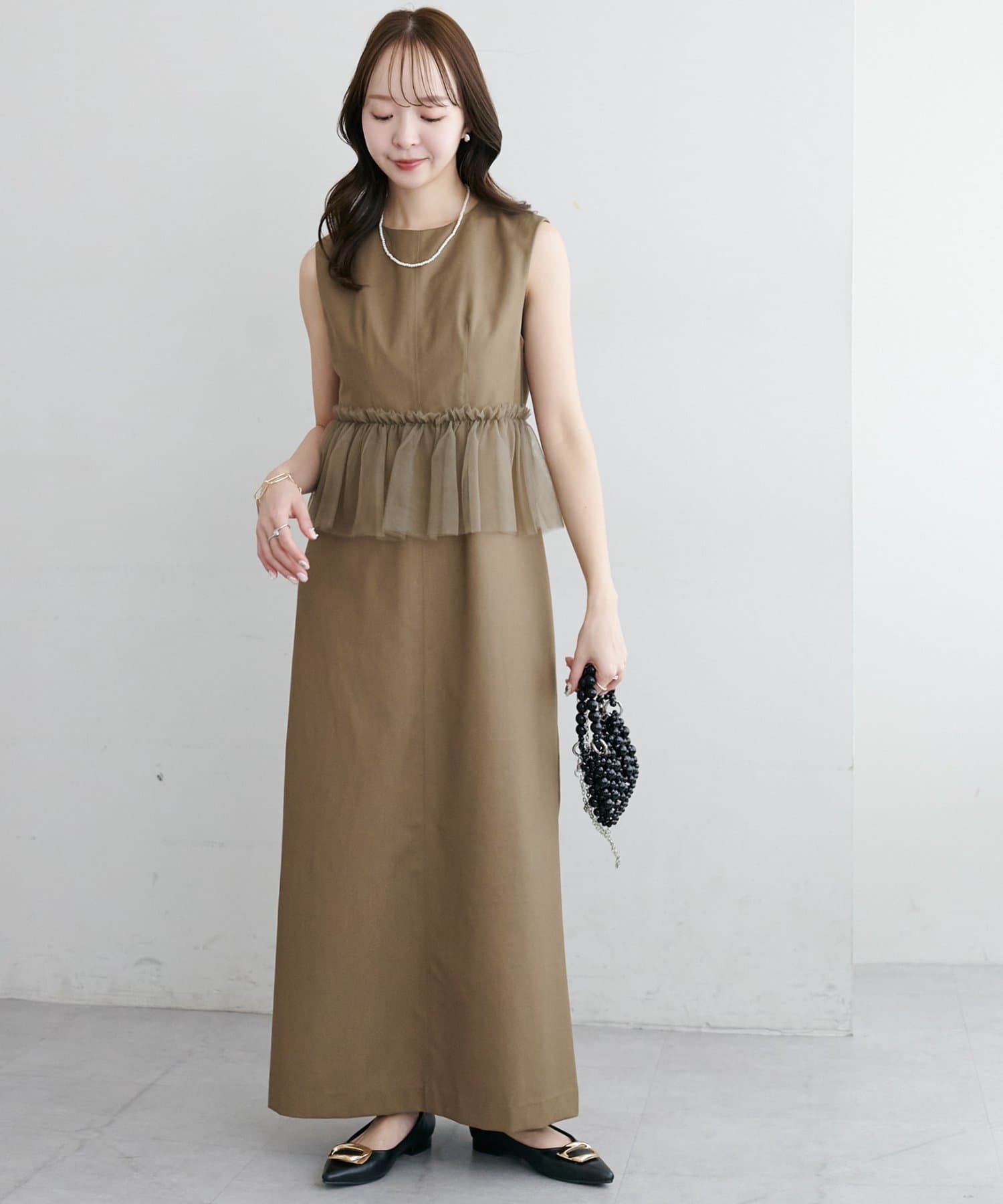 DISCOAT(ディスコート) 【オケージョン】チュール切替オケージョンワンピース