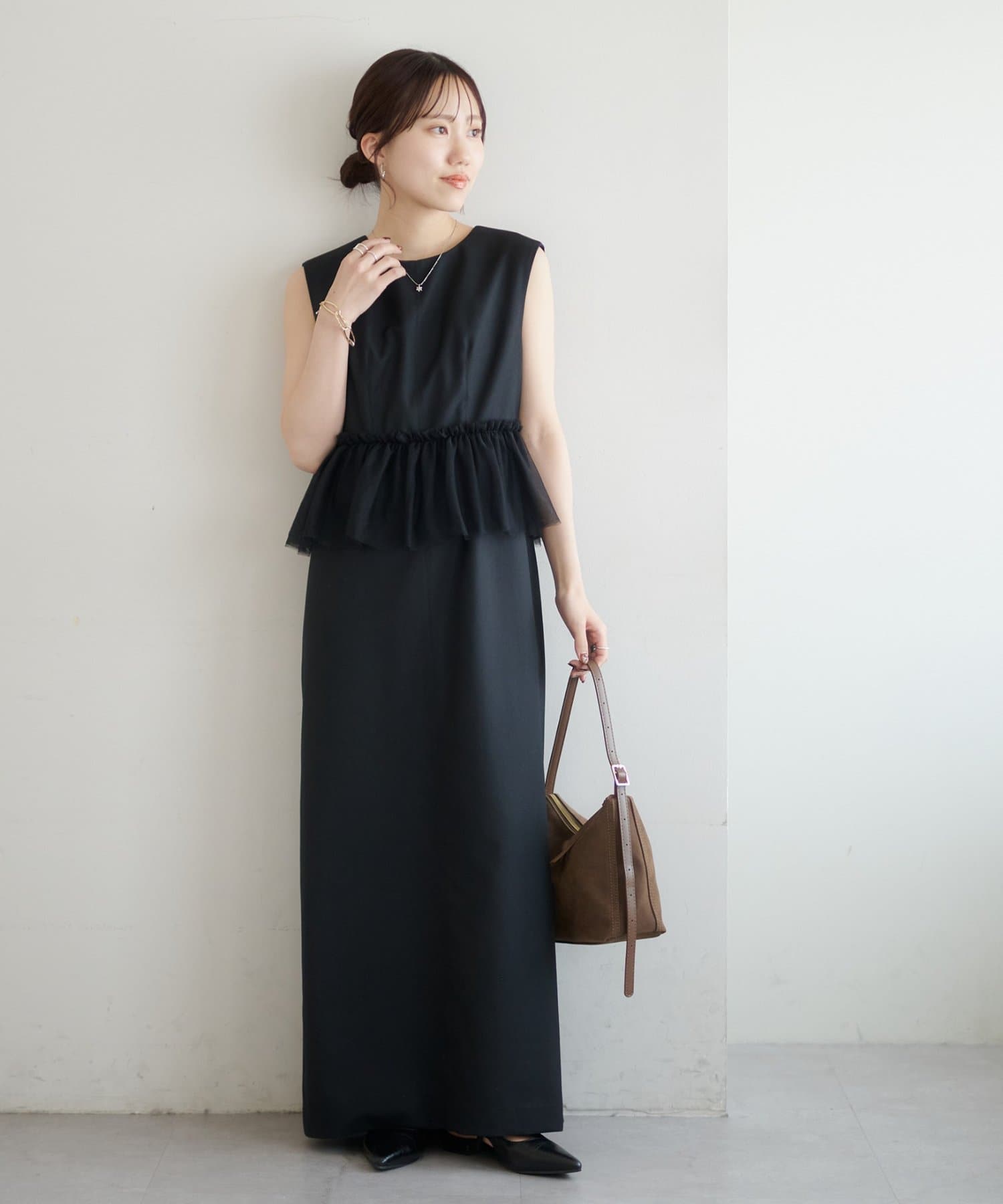 DISCOAT(ディスコート) 【オケージョン】チュール切替オケージョンワンピース