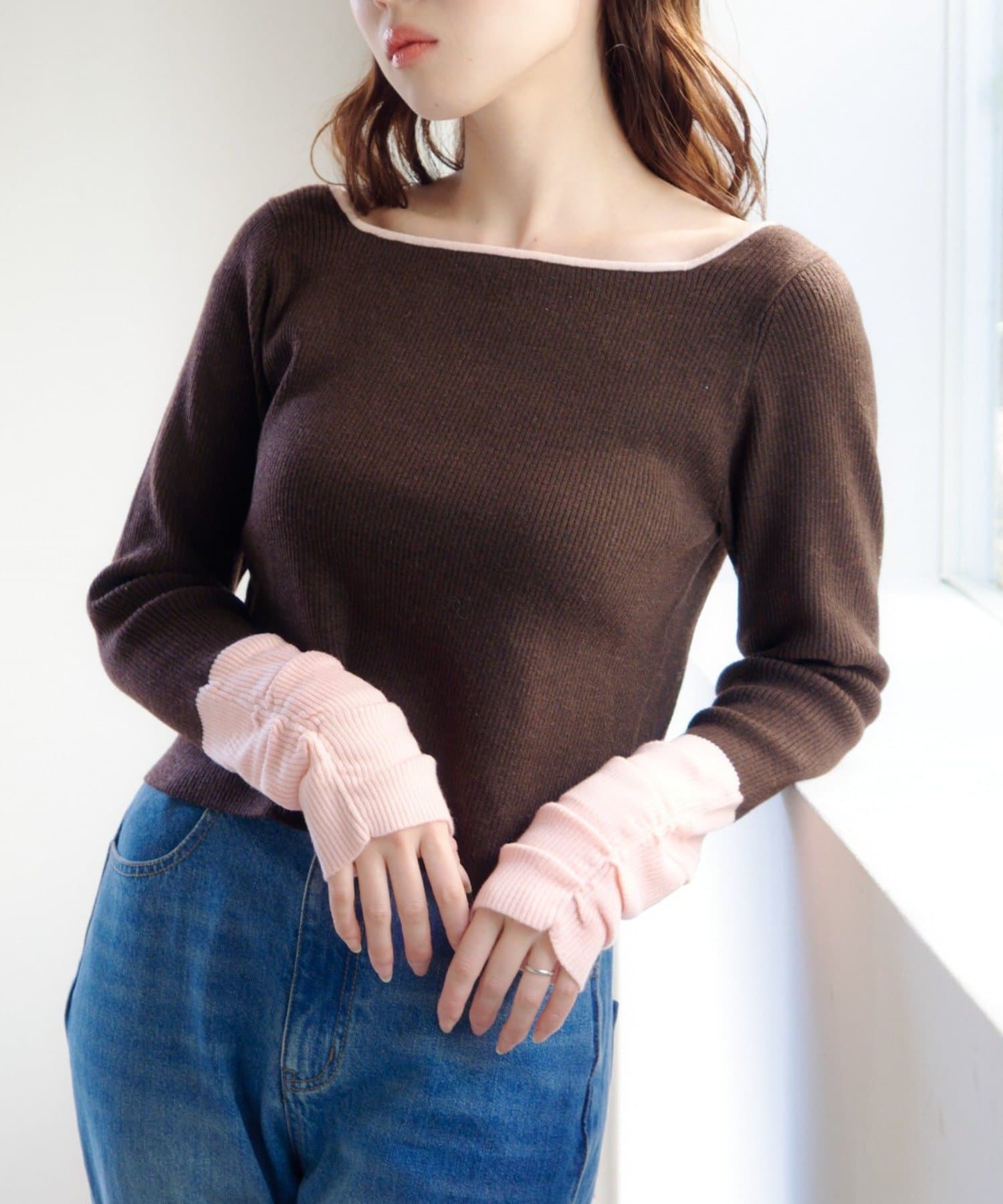 Kastane(カスタネ) 【4色展開/前後2WAY】バイカラースクエアニット