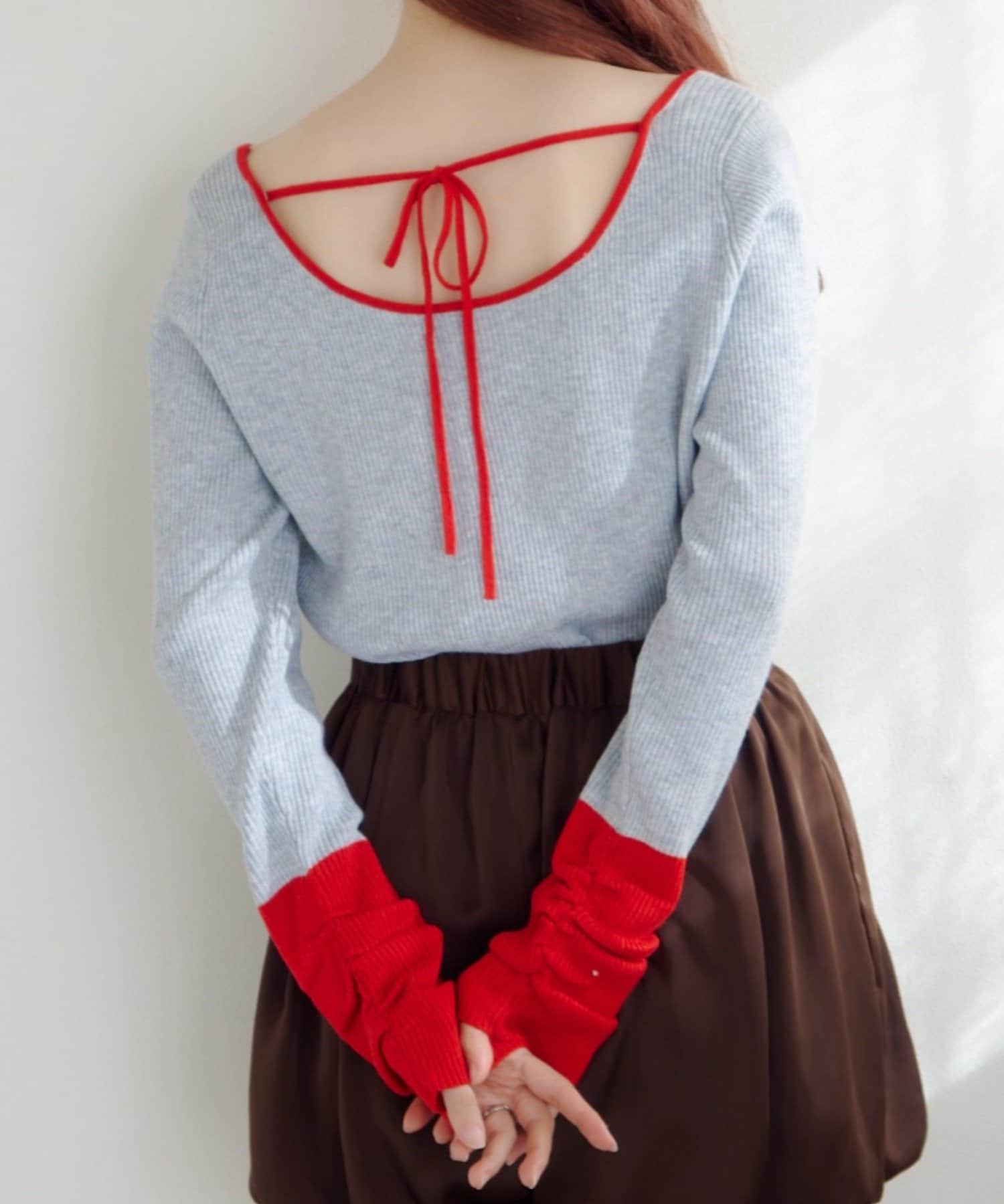 Kastane(カスタネ) 【4色展開/前後2WAY】バイカラースクエアニット