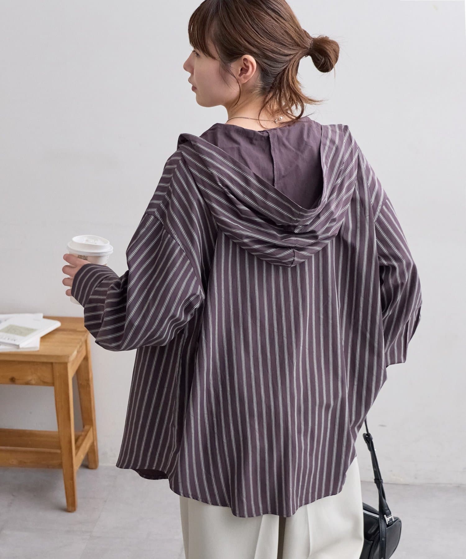 DISCOAT(ディスコート) 【Enlude】ストライプフードシャツ《ユニセックス》