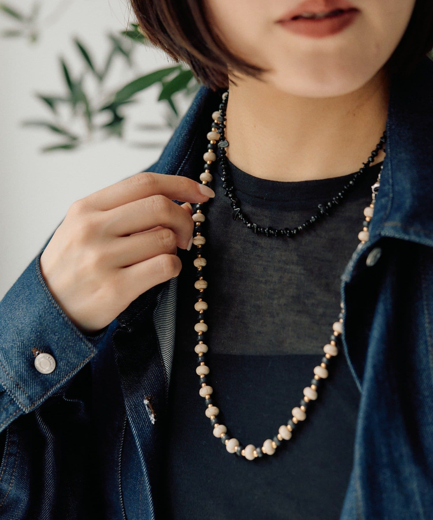 ear PAPILLONNER(イア パピヨネ) ハウライト×ワントーンネックレス