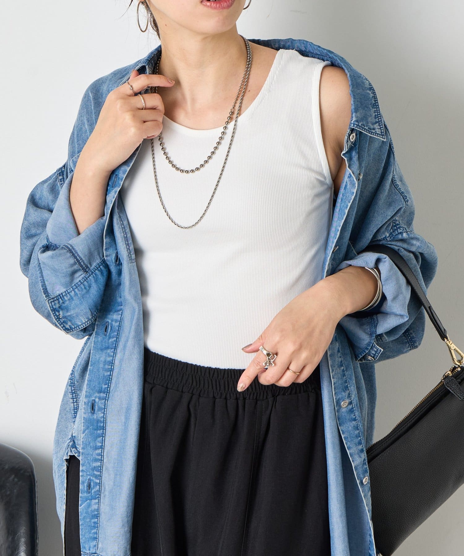 Jena　espace merveilleux(ジェナ　エスパスメルヴェイユ) 【シャツのインナーに最適◎】リブタンクトップ