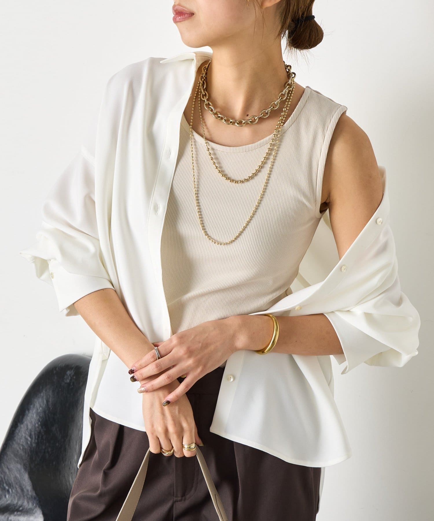 Jena　espace merveilleux(ジェナ　エスパスメルヴェイユ) 【シャツのインナーに最適◎】リブタンクトップ