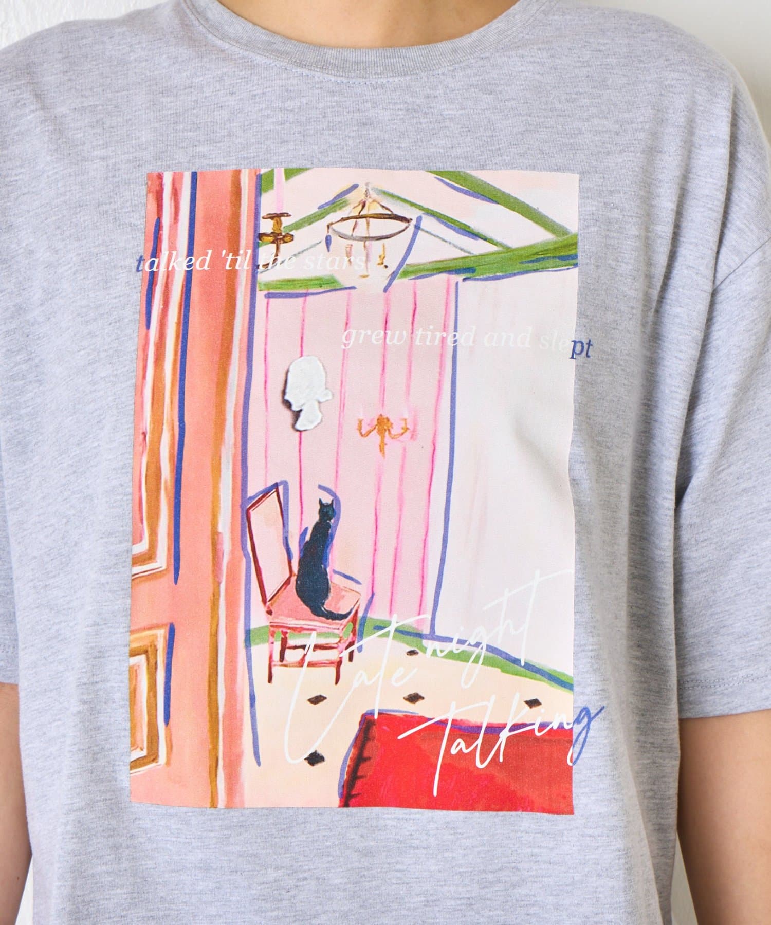 Jena　espace merveilleux(ジェナ　エスパスメルヴェイユ) 【着るだけ主役】アートプリントスリットT